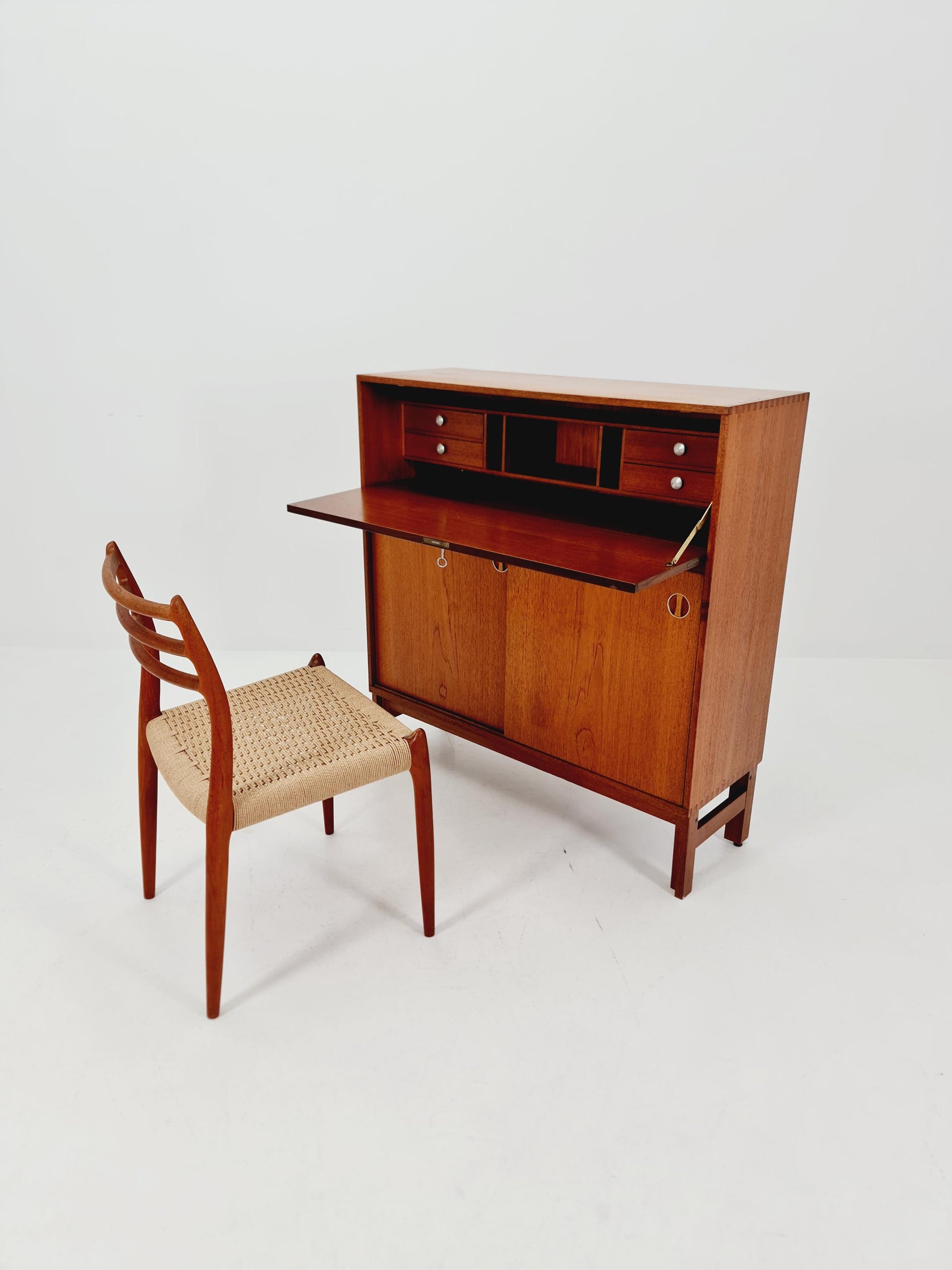 Vintage teak danish Highboard /Secretary By Bräntorps Fiesta library , 1960s