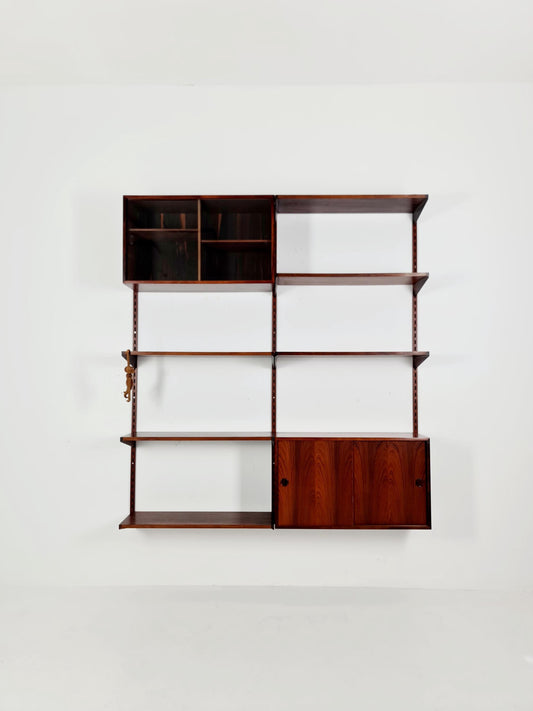 Danish modern modular Rose wood shelving system by Kai kristansen for FH Möbel , Denmark, 1960s