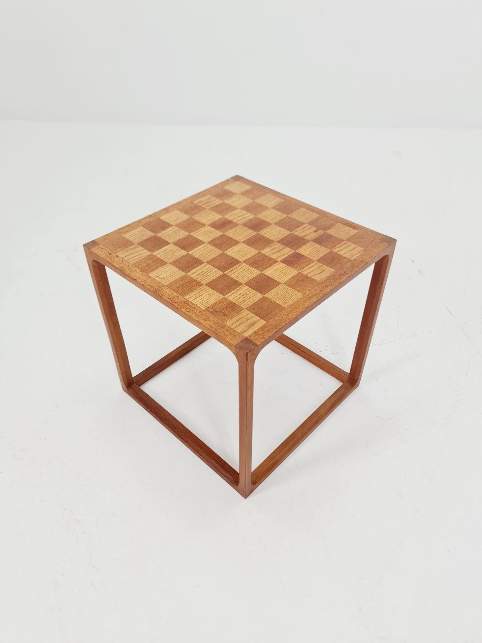 Midcentury Danish teak side table /cube chess by Kai kristiansen for Aksel kjersgaard 1960s