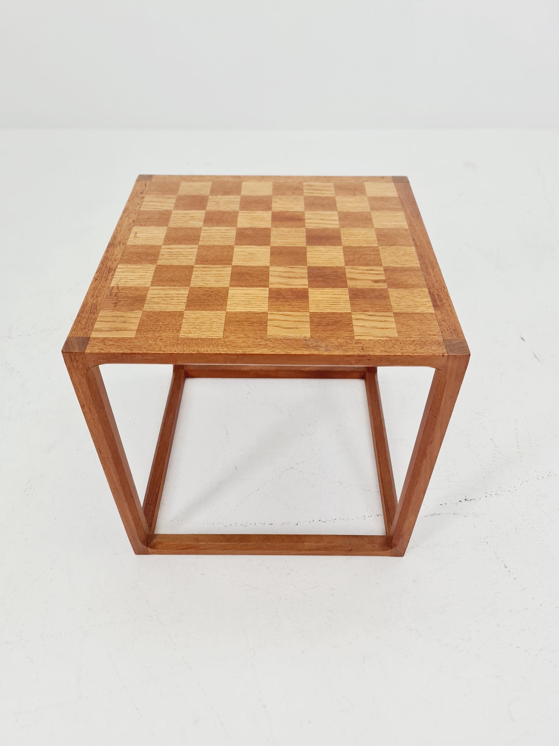 Midcentury Danish teak side table /cube chess by Kai kristiansen for Aksel kjersgaard 1960s