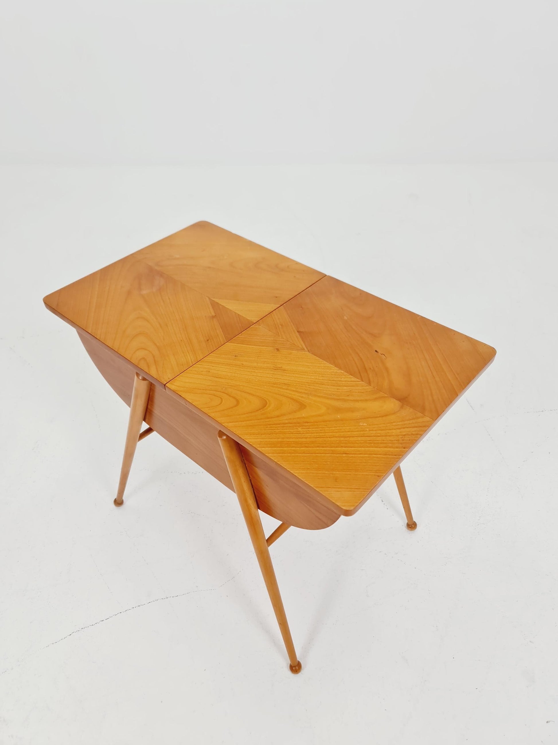 Rare Vintage Ash wood sweing table/ side table/nightstand cabinet, 1960s
