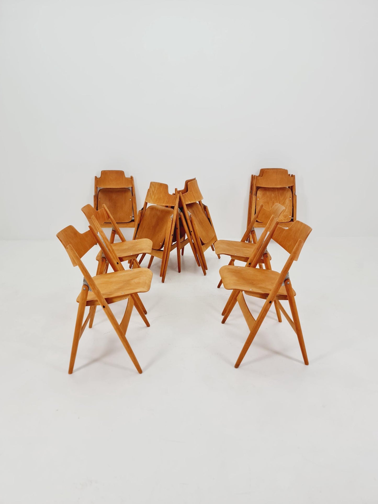 1of 16 Austrian folding chair model SE18 by Egon Eiermann for Wilde & Spieth, 1950s