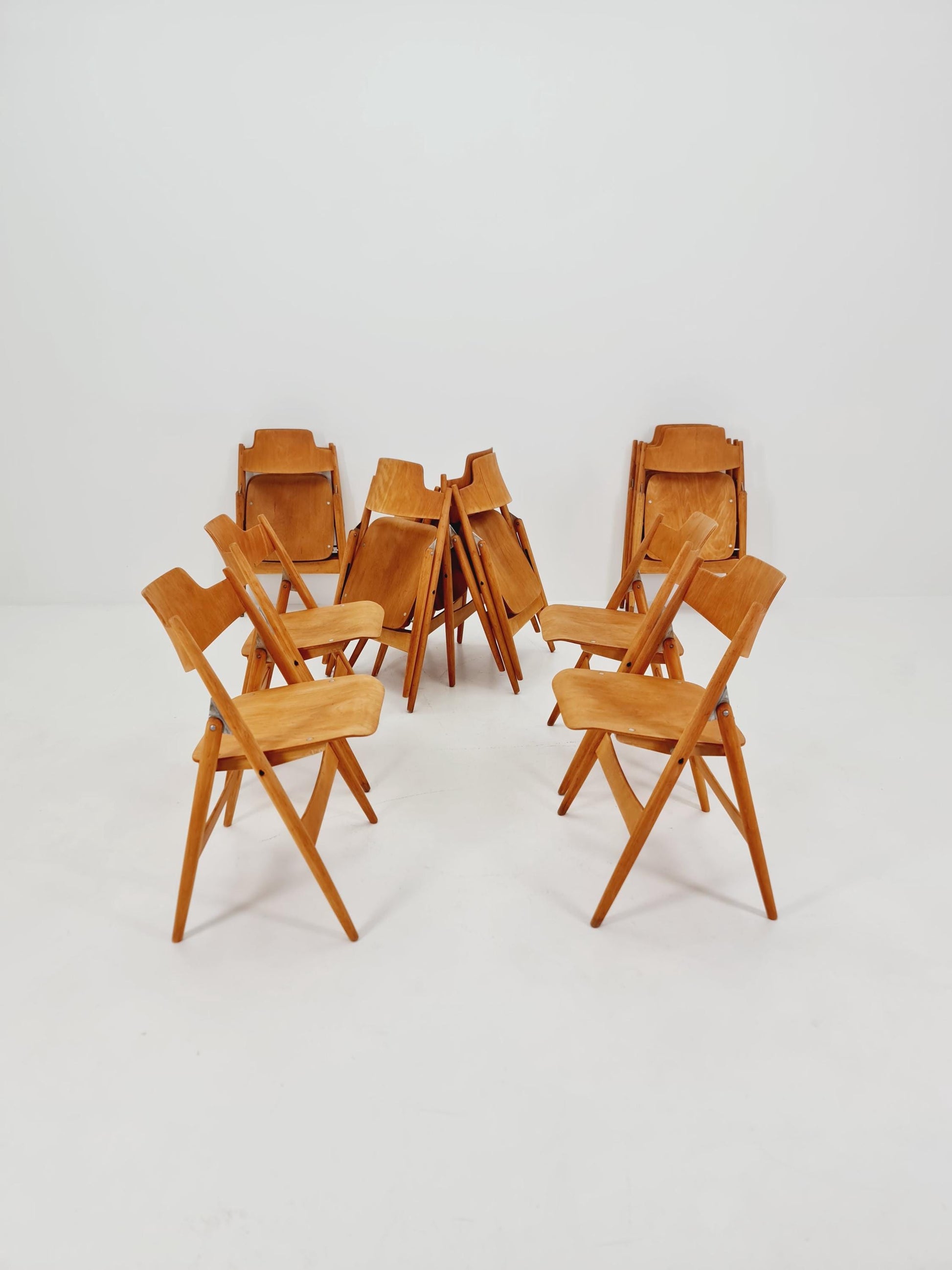 1of 16 Austrian folding chair model SE18 by Egon Eiermann for Wilde & Spieth, 1950s