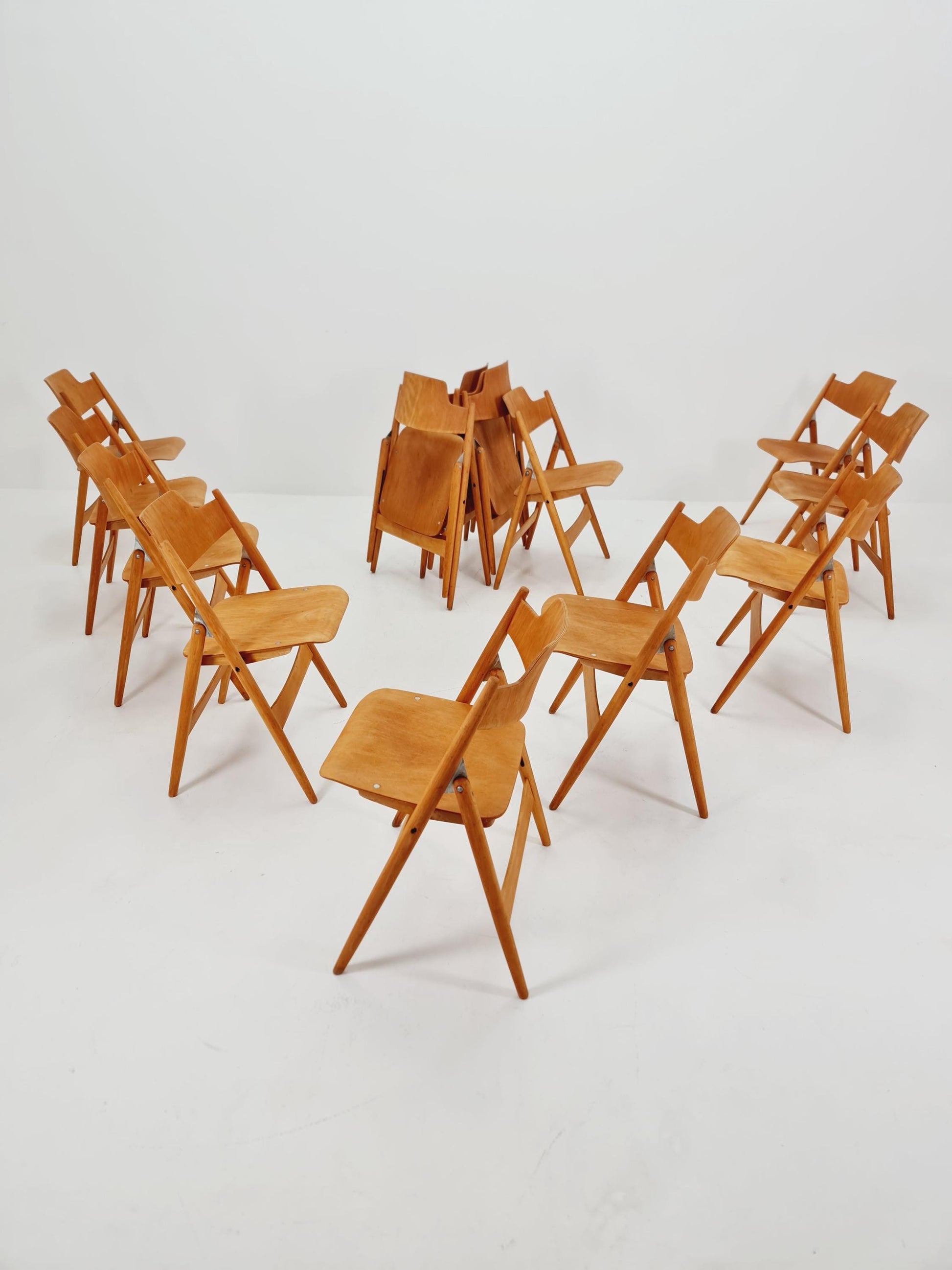 1of 16 Austrian folding chair model SE18 by Egon Eiermann for Wilde & Spieth, 1950s
