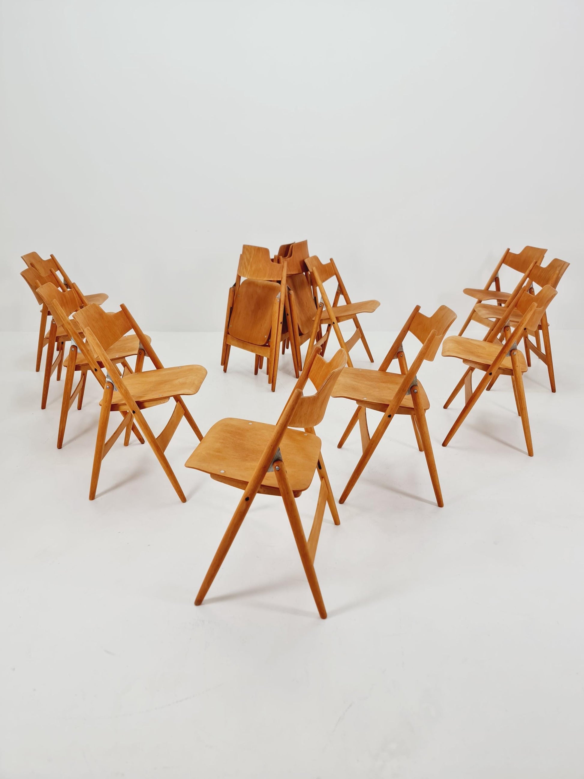 1of 16 Austrian folding chair model SE18 by Egon Eiermann for Wilde & Spieth, 1950s