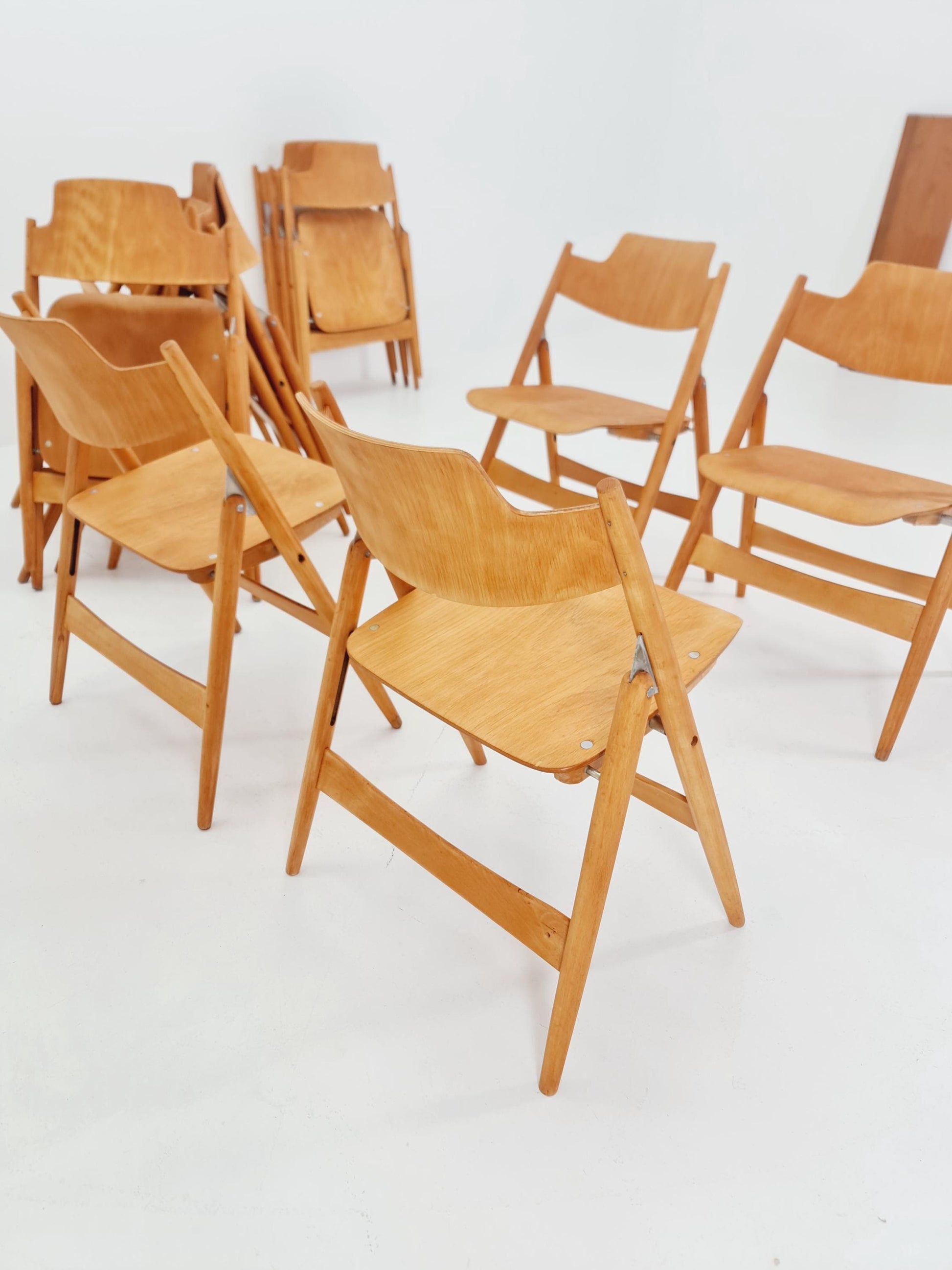 1of 16 Austrian folding chair model SE18 by Egon Eiermann for Wilde & Spieth, 1950s