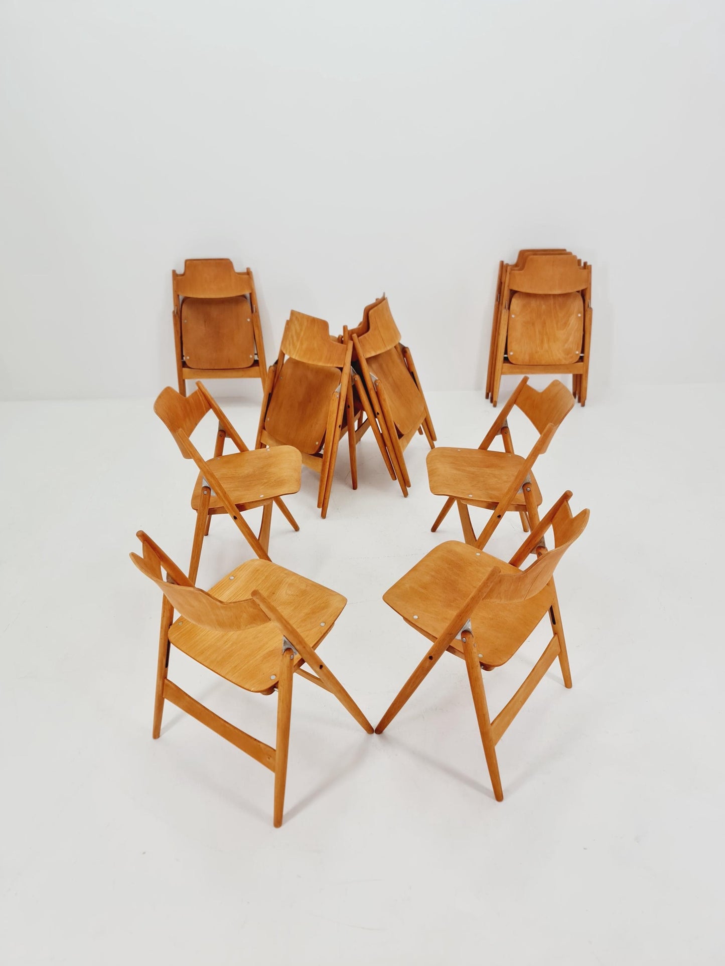 1of 16 Austrian folding chair model SE18 by Egon Eiermann for Wilde & Spieth, 1950s
