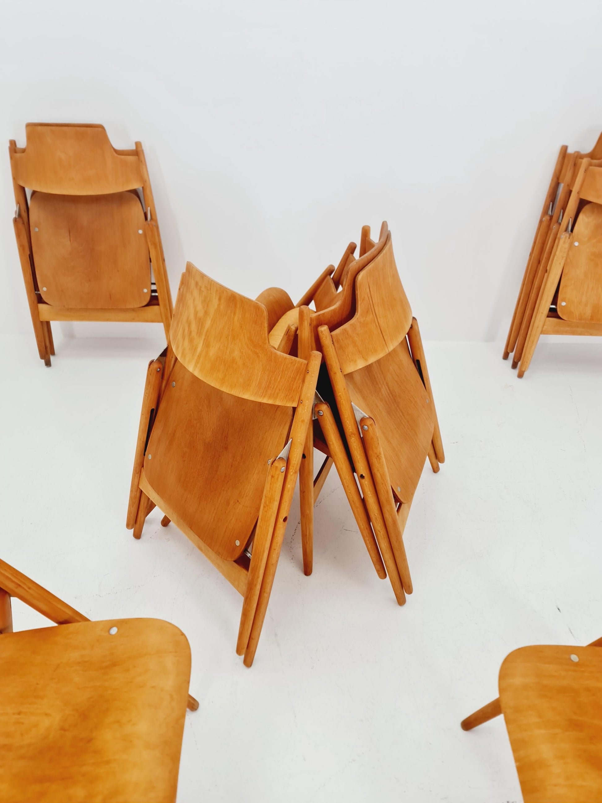 1of 16 Austrian folding chair model SE18 by Egon Eiermann for Wilde & Spieth, 1950s