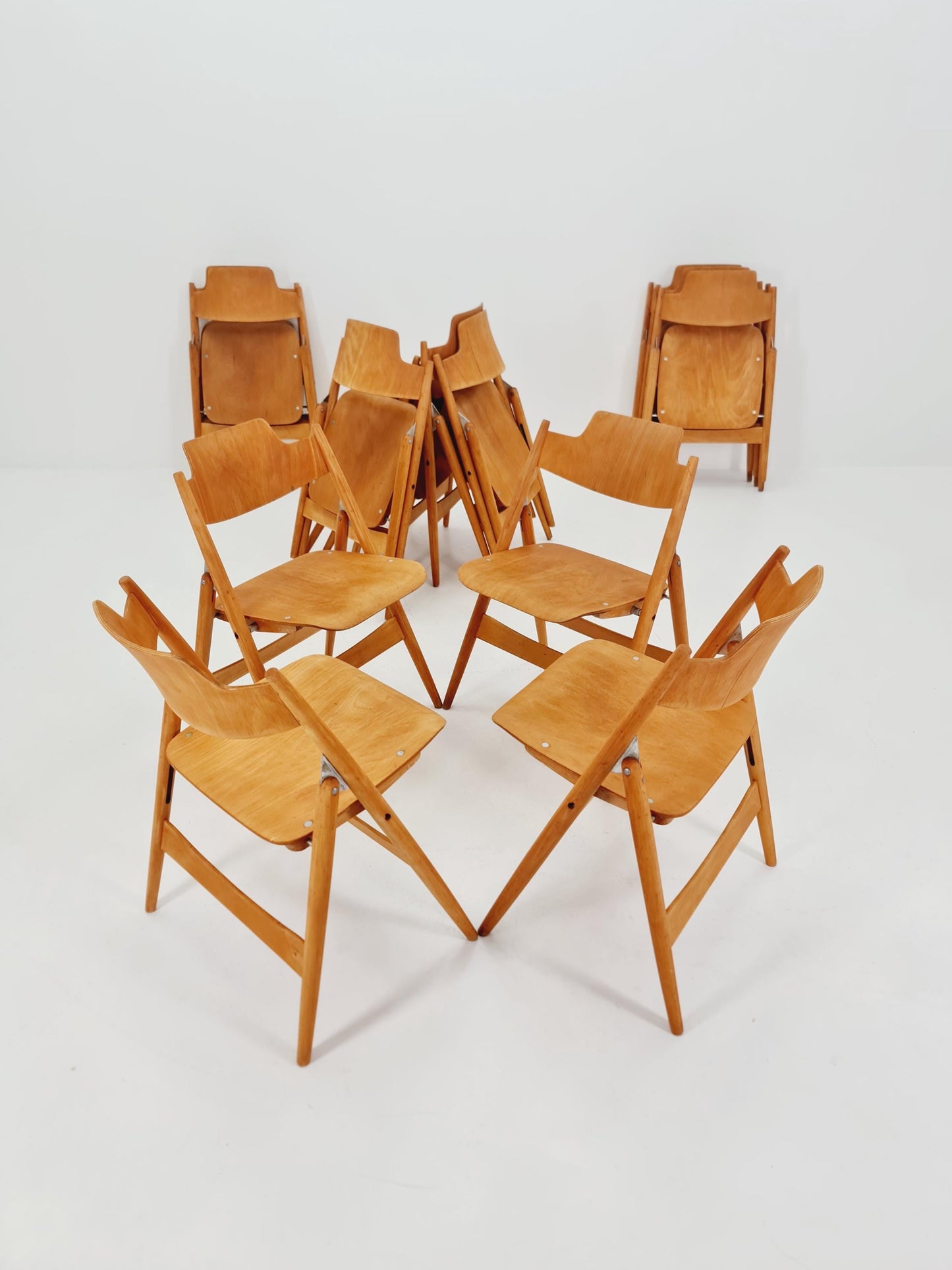 1of 16 Austrian folding chair model SE18 by Egon Eiermann for Wilde & Spieth, 1950s
