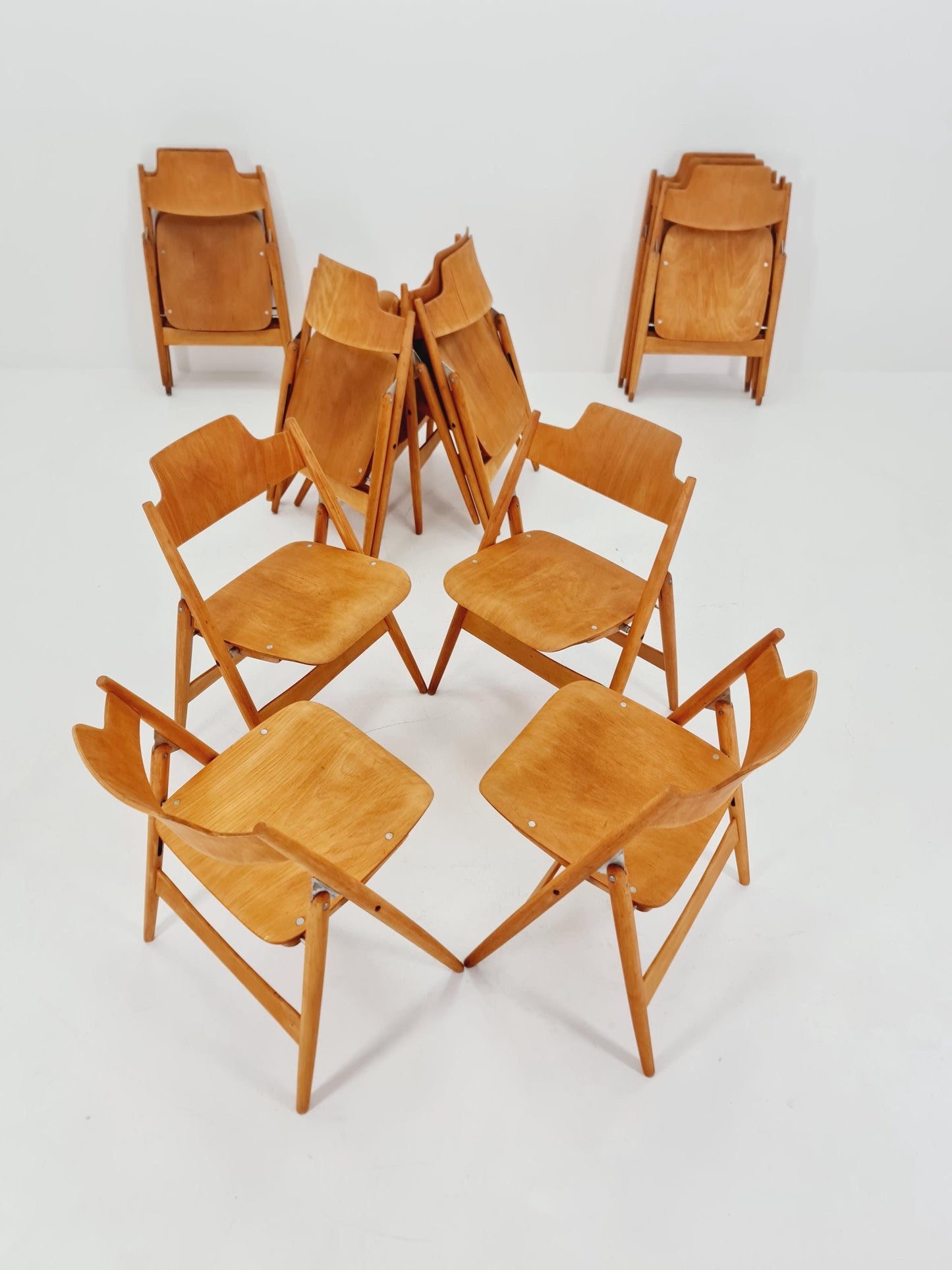 1of 16 Austrian folding chair model SE18 by Egon Eiermann for Wilde & Spieth, 1950s