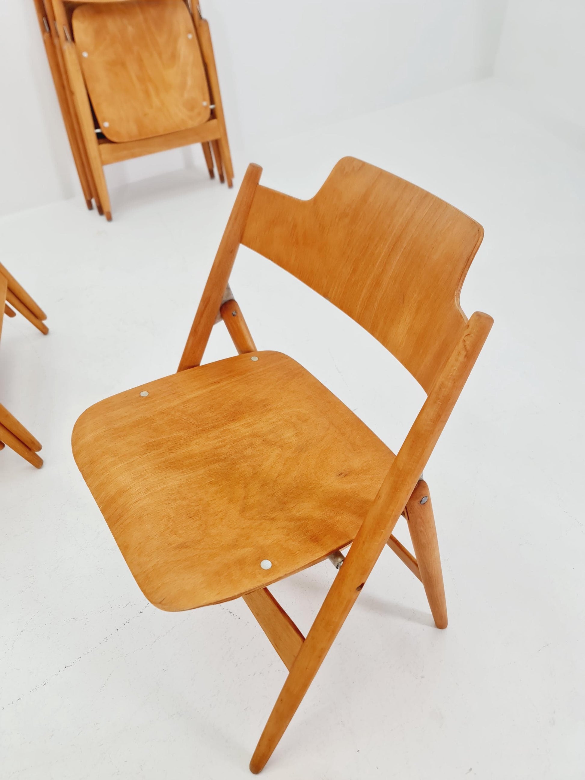 1of 16 Austrian folding chair model SE18 by Egon Eiermann for Wilde & Spieth, 1950s