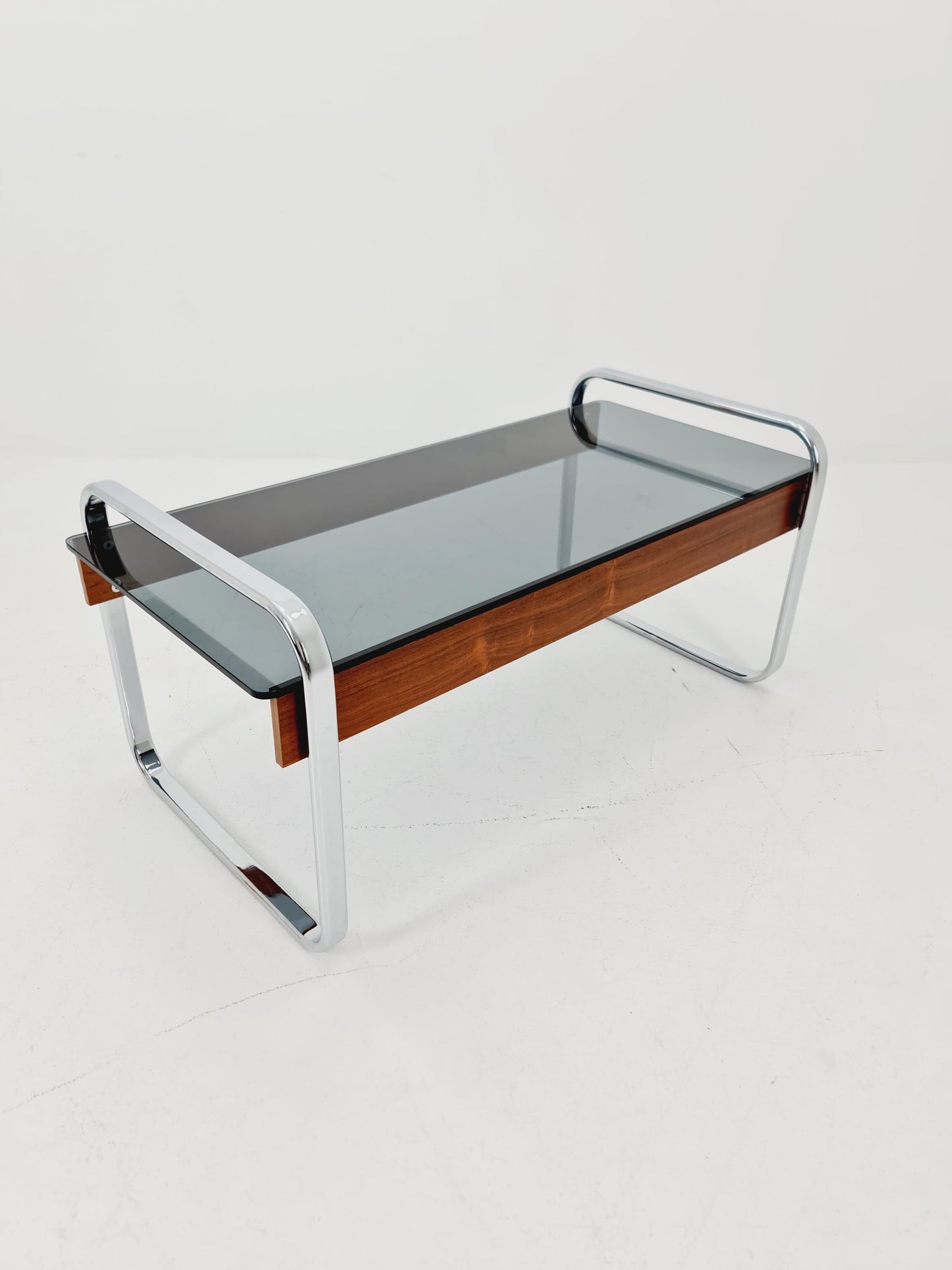Rare vintage rosewood and smoked Glass coffe table by Peter Protzmann for Herman Miller 1970