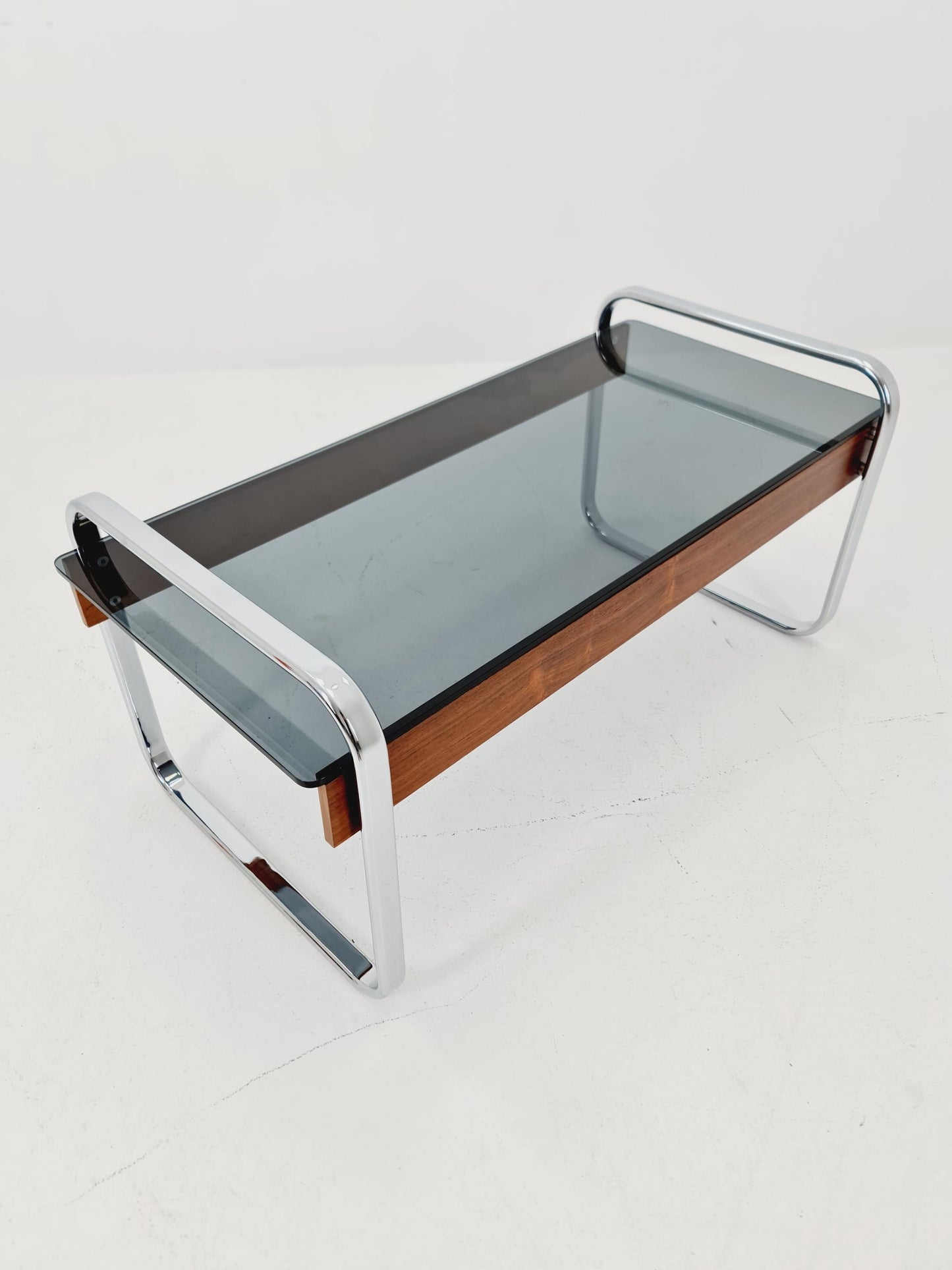 Rare vintage rosewood and smoked Glass coffe table by Peter Protzmann for Herman Miller 1970