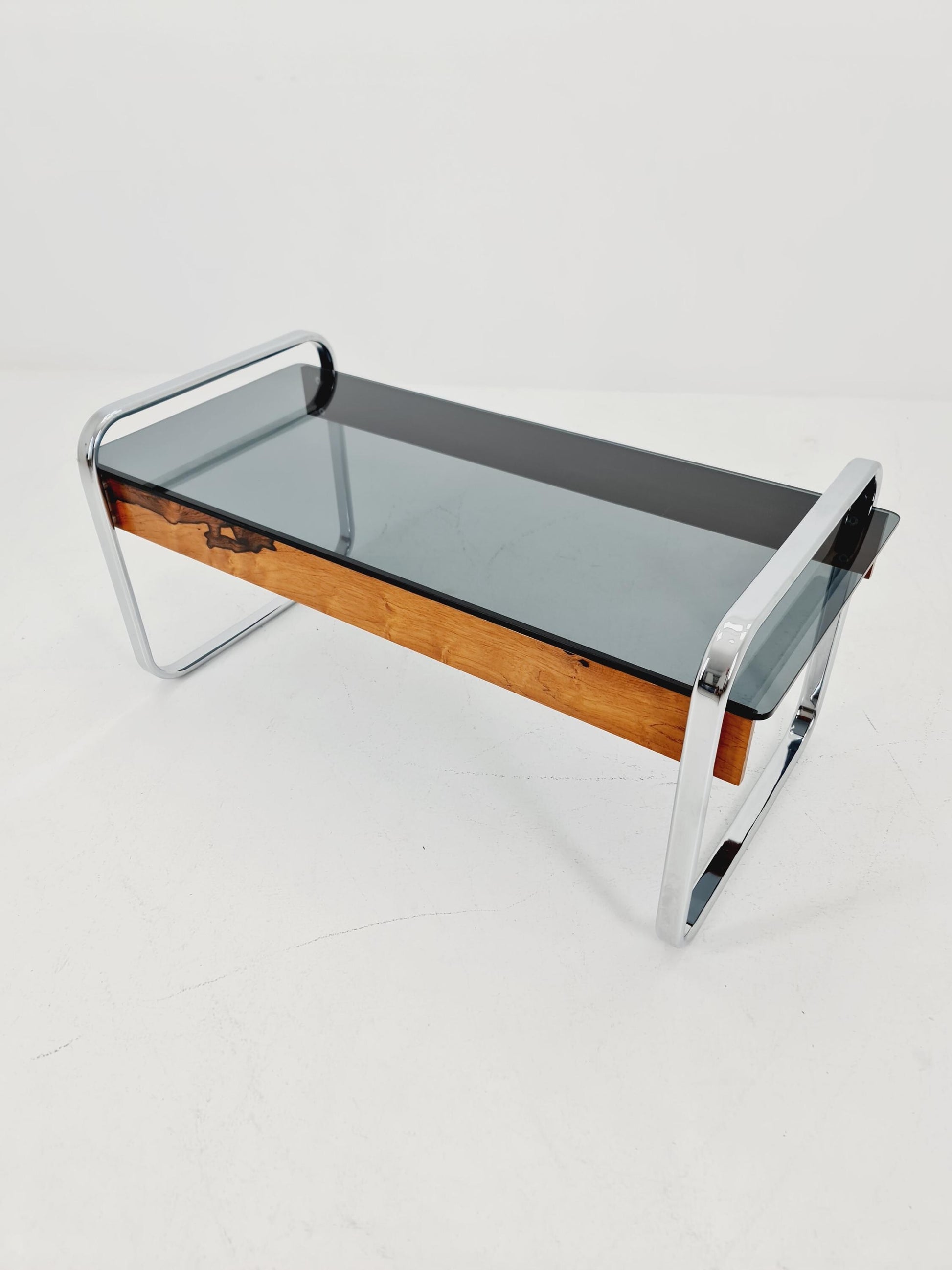 Rare vintage rosewood and smoked Glass coffe table by Peter Protzmann for Herman Miller 1970