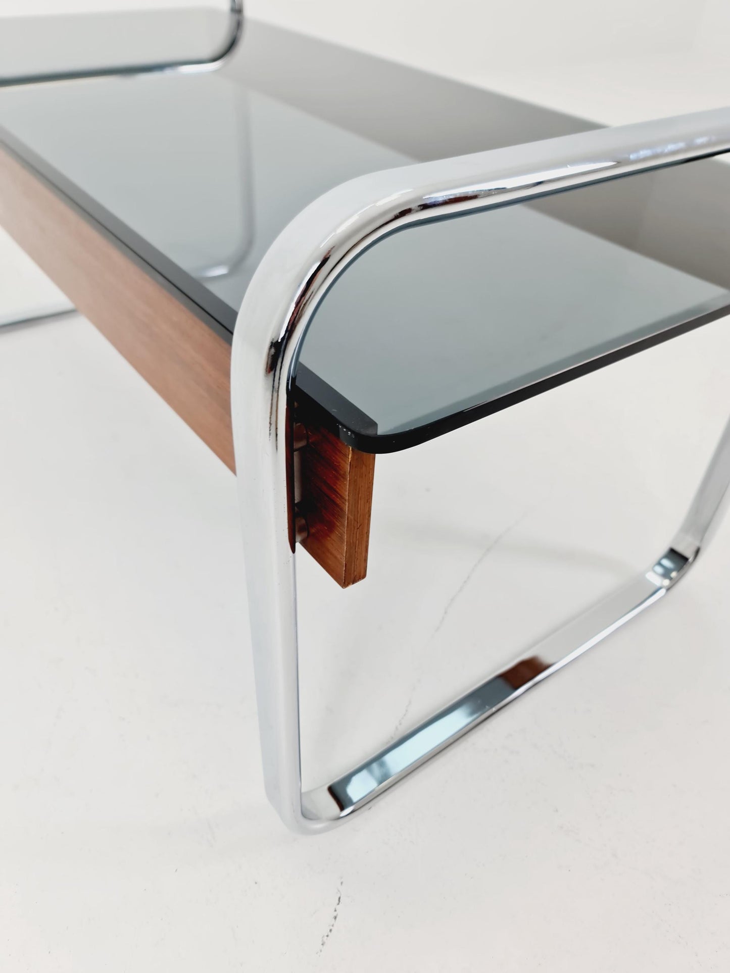 Rare vintage rosewood and smoked Glass coffe table by Peter Protzmann for Herman Miller 1970