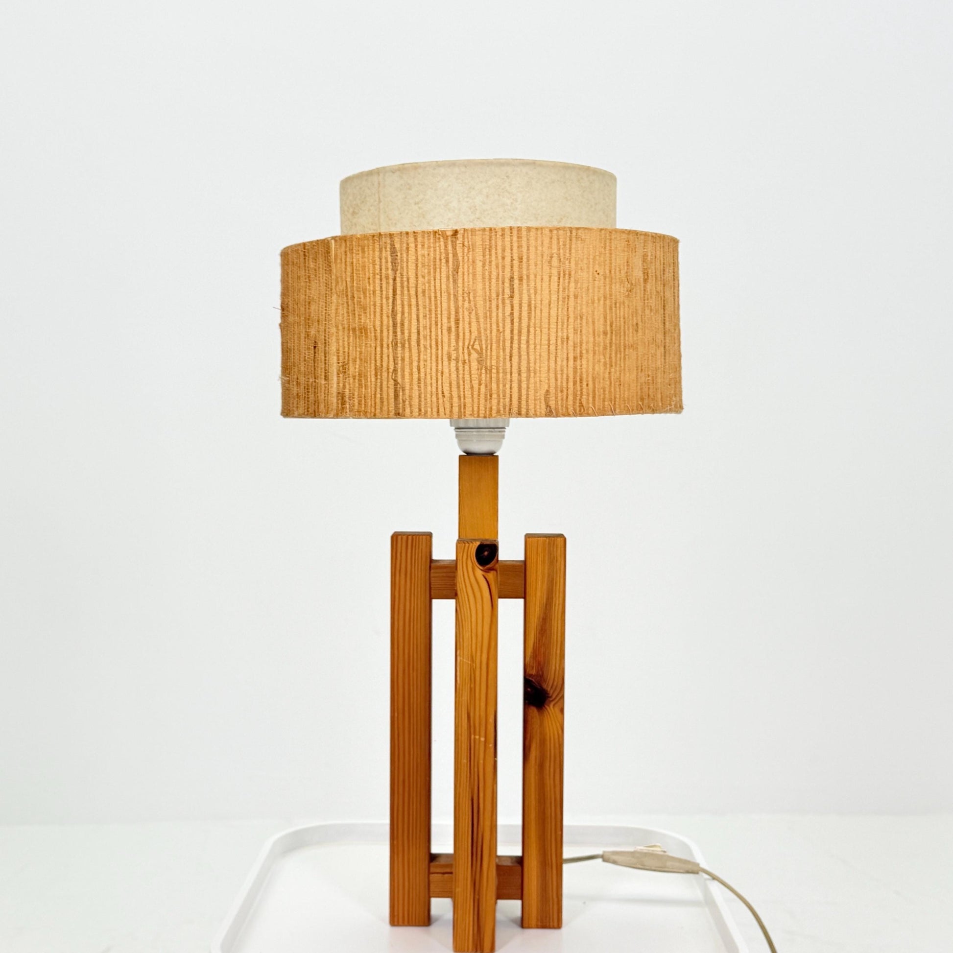 Mid Century Swedish Pine Table Lamp by Dexter, 1970s