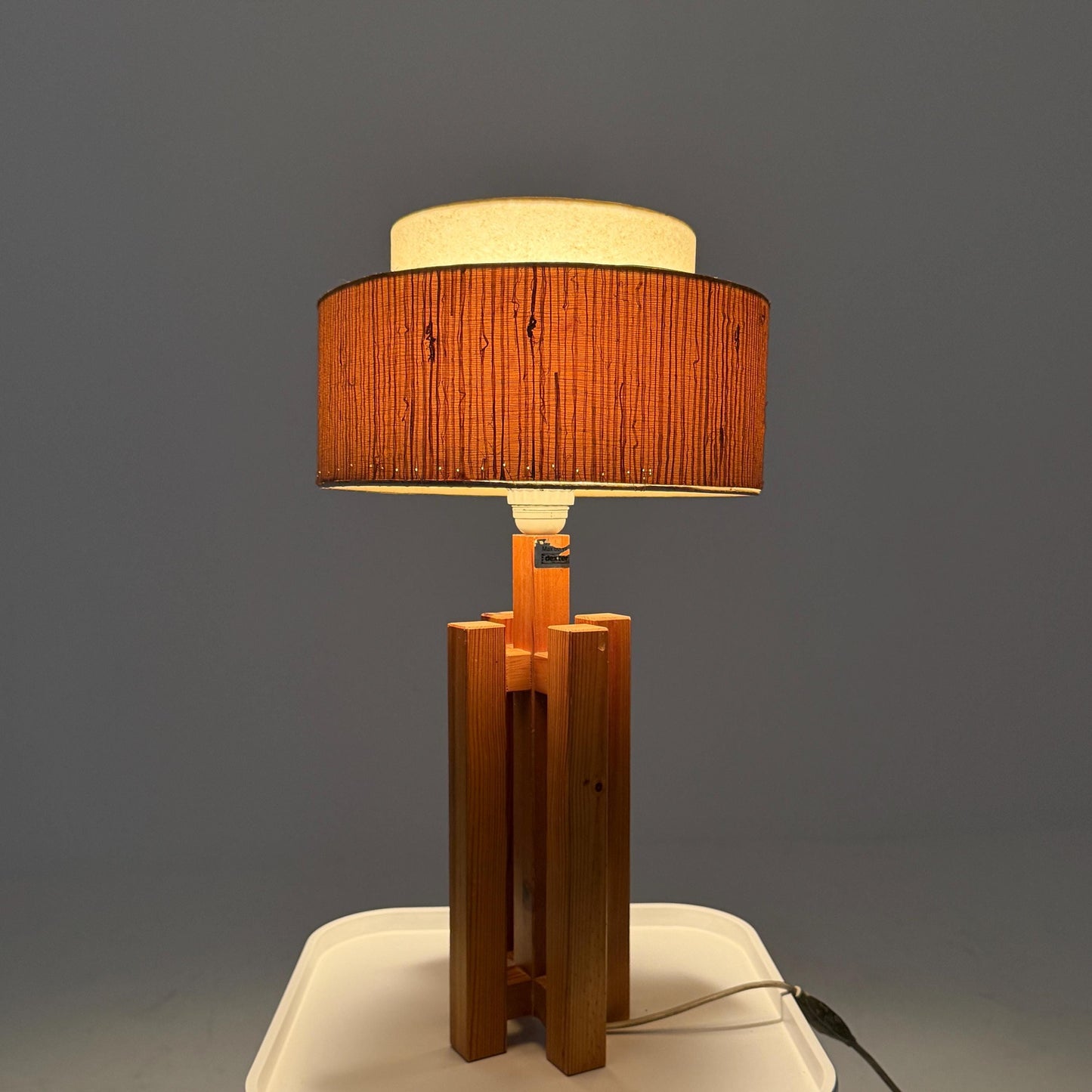Mid Century Swedish Pine Table Lamp by Dexter, 1970s