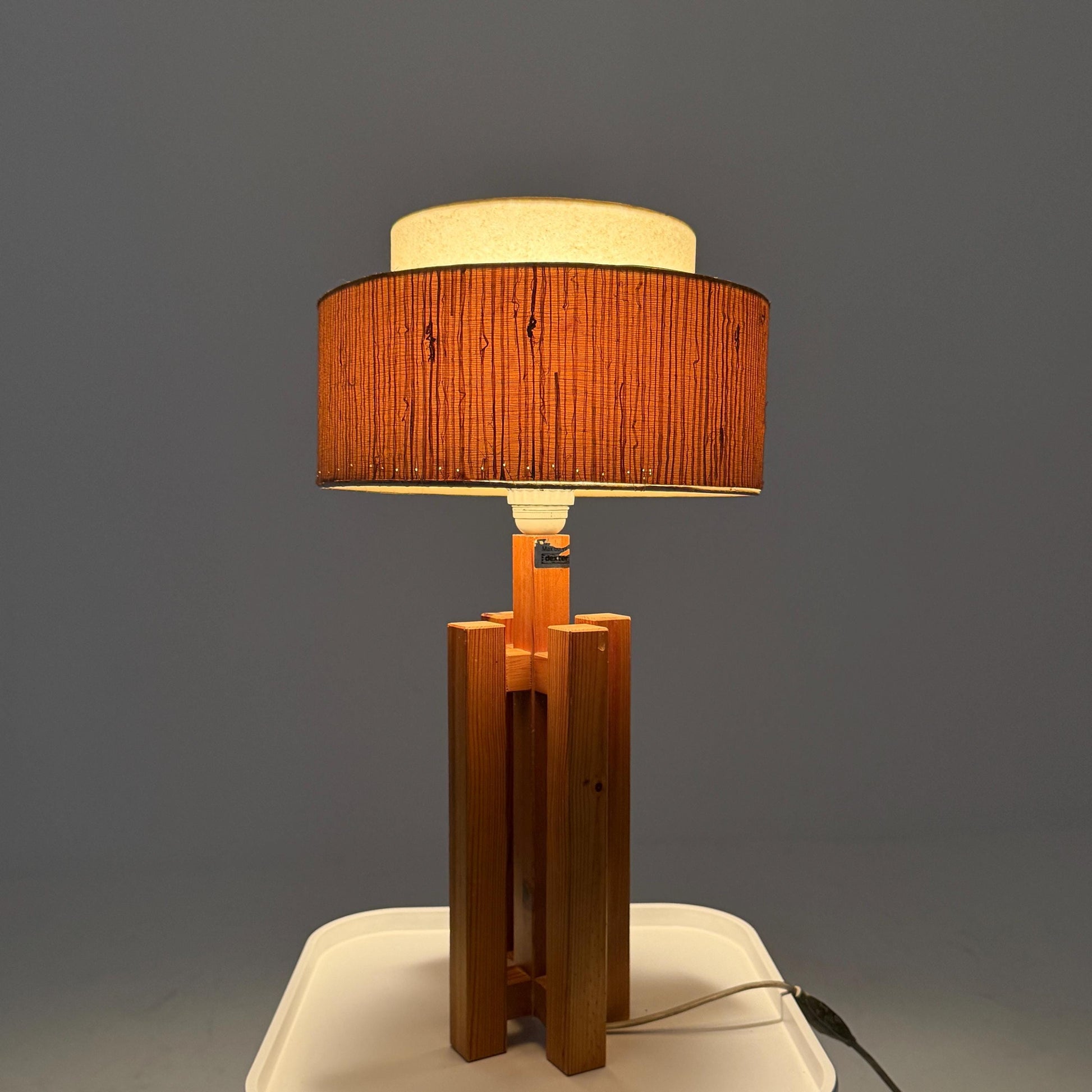 Mid Century Swedish Pine Table Lamp by Dexter, 1970s