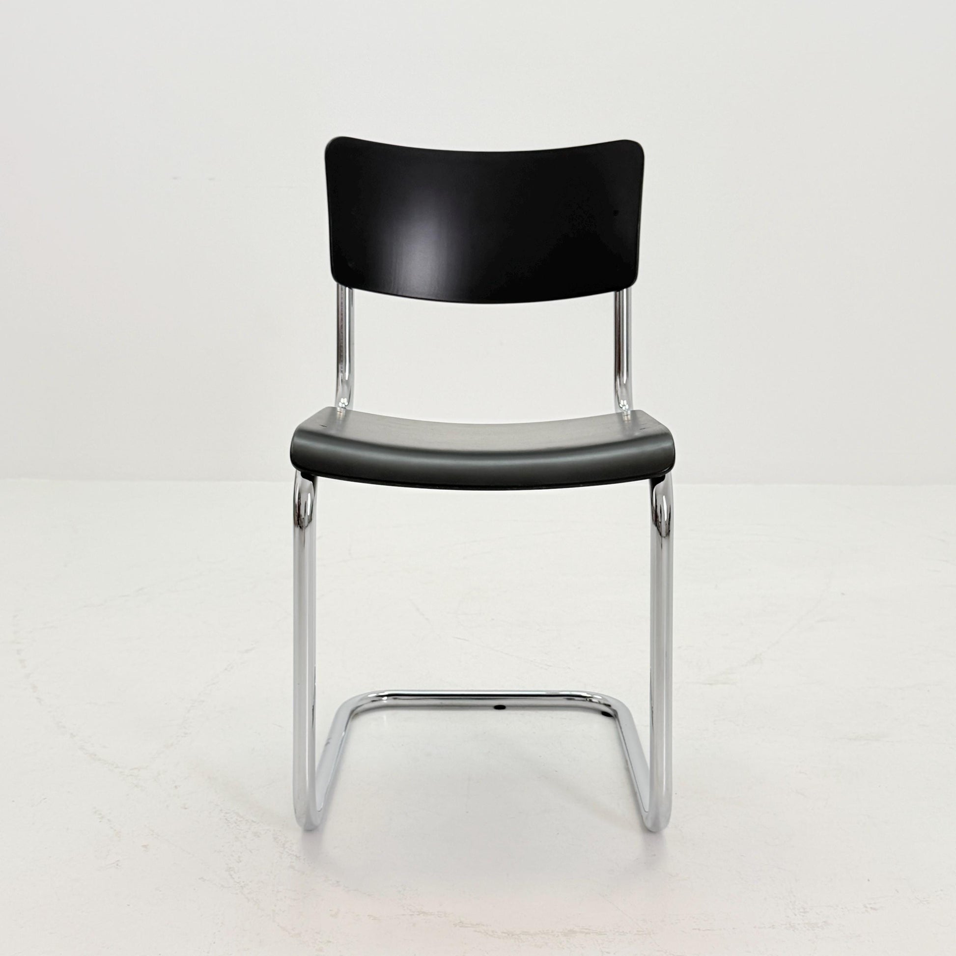 Mid century S43 Mart stam cantilever chair black beech steel tube chrome-plated by Thonet -1980s Germany