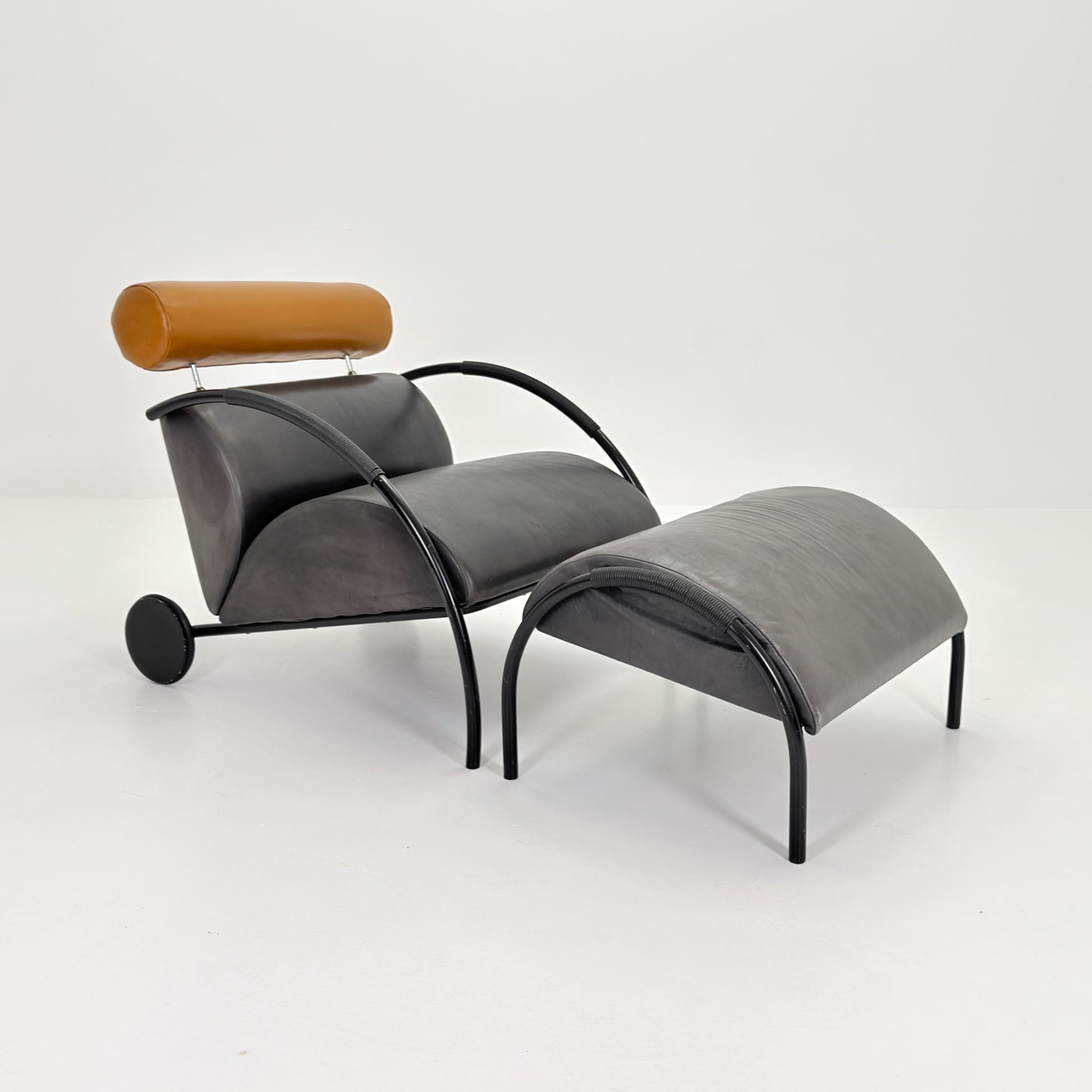 Mid century “Zyklus” Gray edition armchair with ottoman by Peter Maly for Cor, 1984,Germany