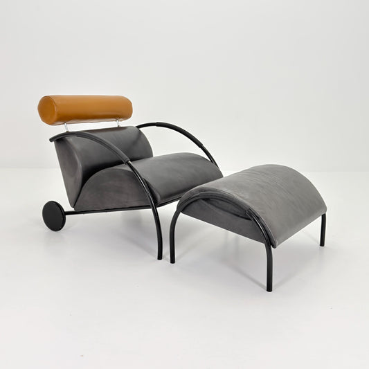 Mid century “Zyklus” Gray edition armchair with ottoman by Peter Maly for Cor, 1984,Germany