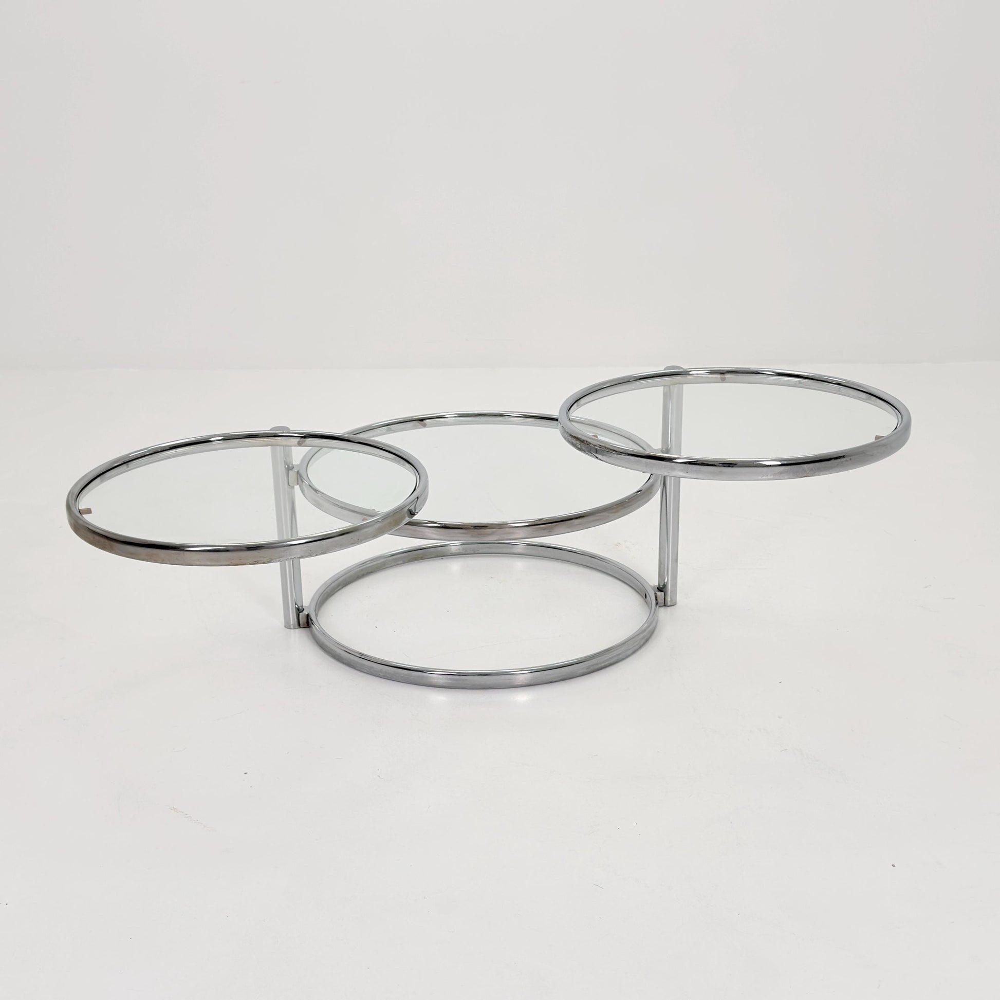 Mid Century coffee table with 3 swivel levels by Milo Baughman Italy 1970s