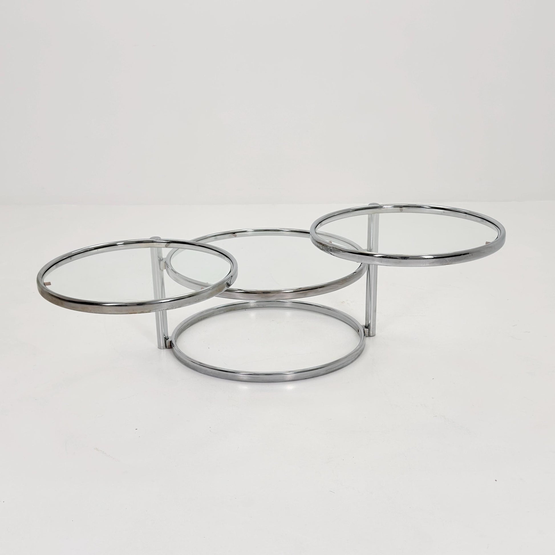 Mid Century coffee table with 3 swivel levels by Milo Baughman Italy 1970s