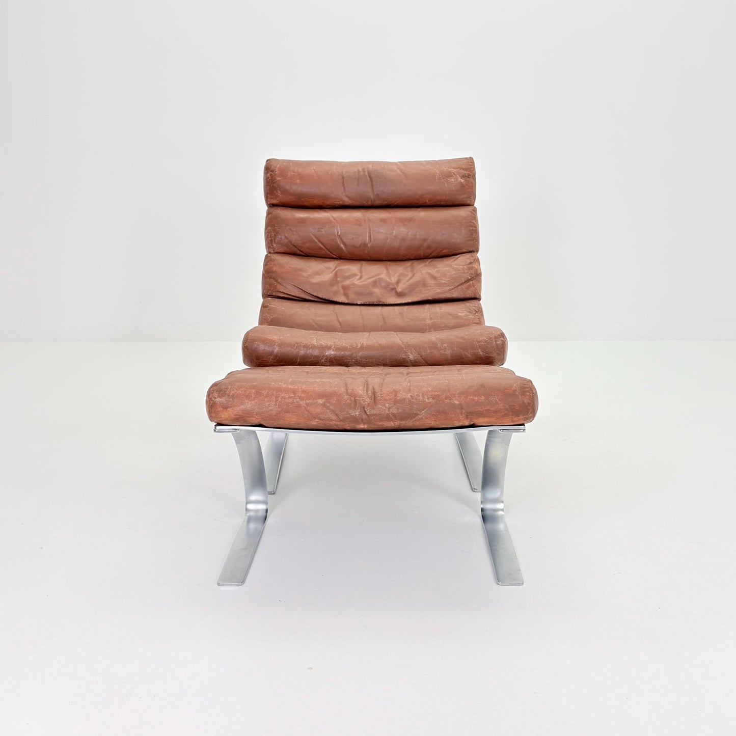 Mid-Century COR Sinus Cantilever Armchair with Footstool – Brown Leather, Designed by Reinhold Adolf & Hans-Jürgen Schröpfer for COR, German