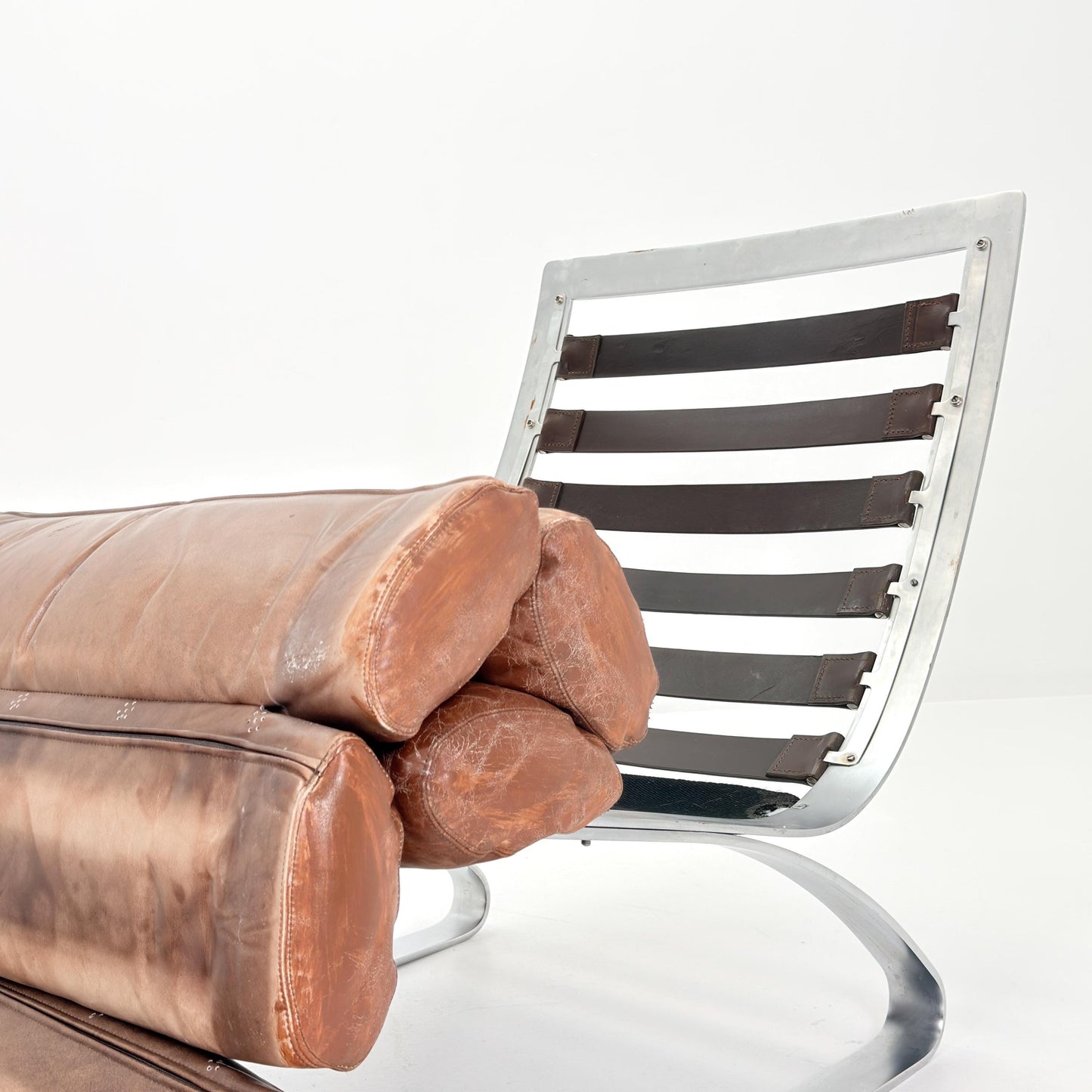 Mid-Century COR Sinus Cantilever Armchair with Footstool – Brown Leather, Designed by Reinhold Adolf & Hans-Jürgen Schröpfer for COR, German