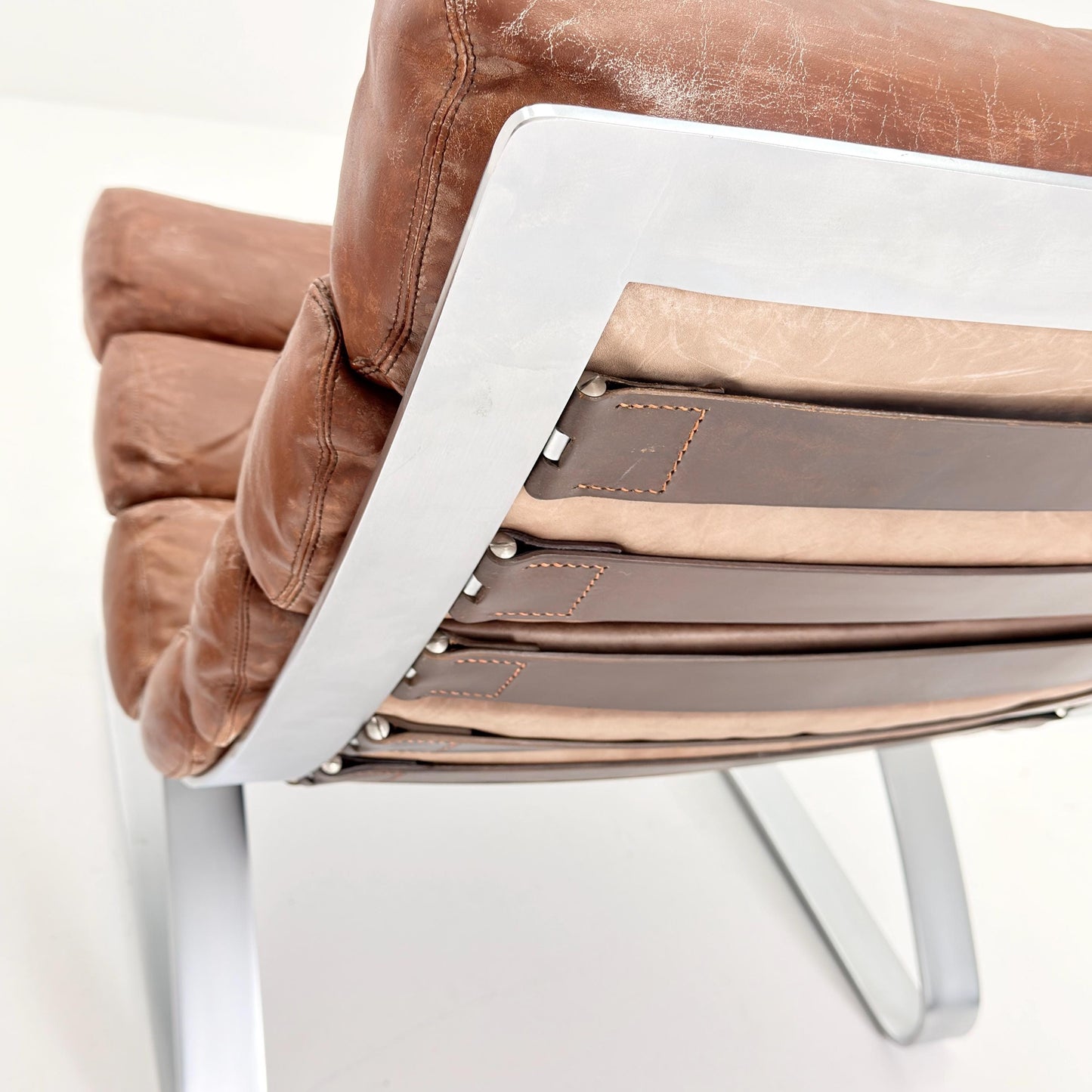 Mid-Century COR Sinus Cantilever Armchair with Footstool – Brown Leather, Designed by Reinhold Adolf & Hans-Jürgen Schröpfer for COR, German