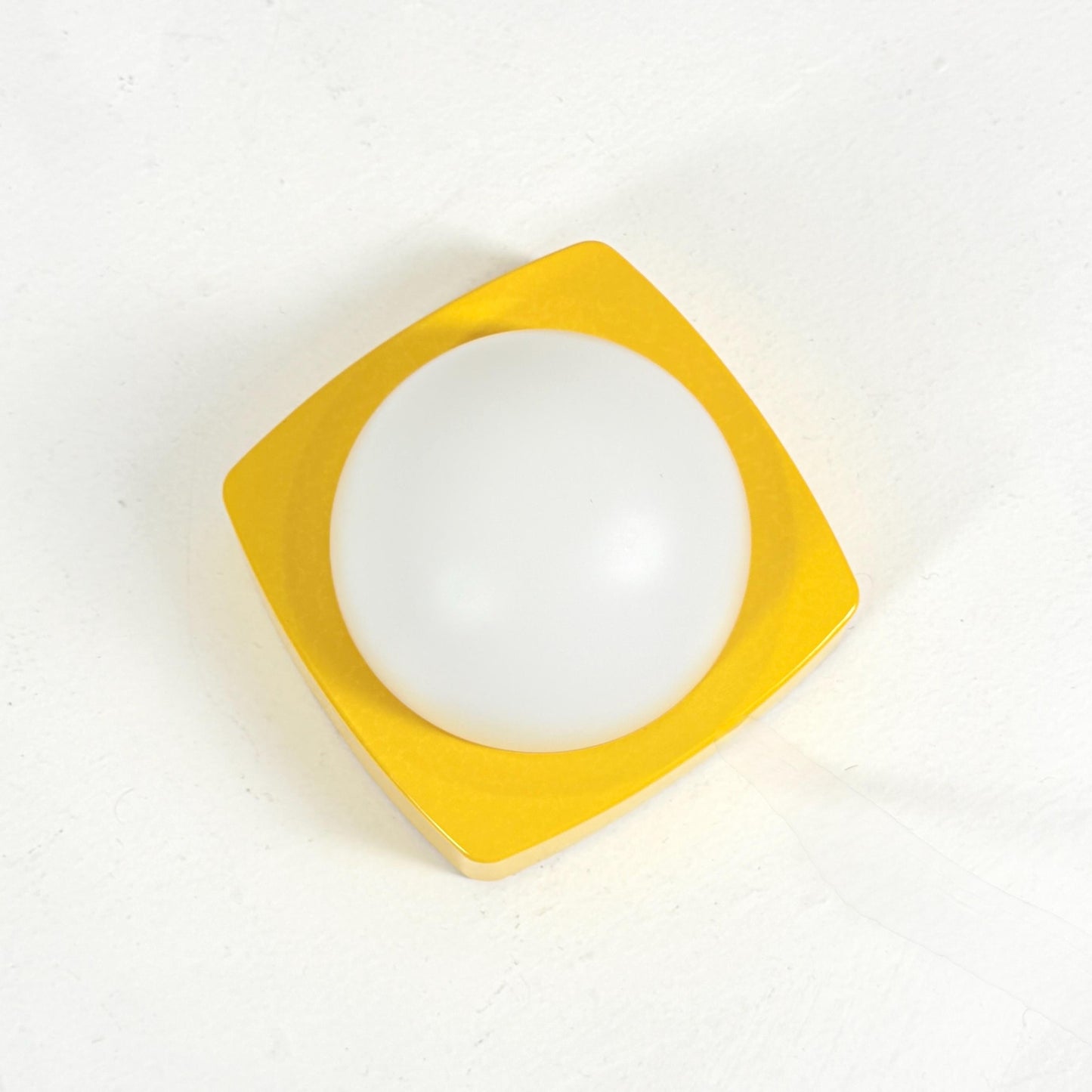 Mid Century Spaceage Herda Amsterdam Yellow Milk Glass Wall - Ceiling Light, 1970s