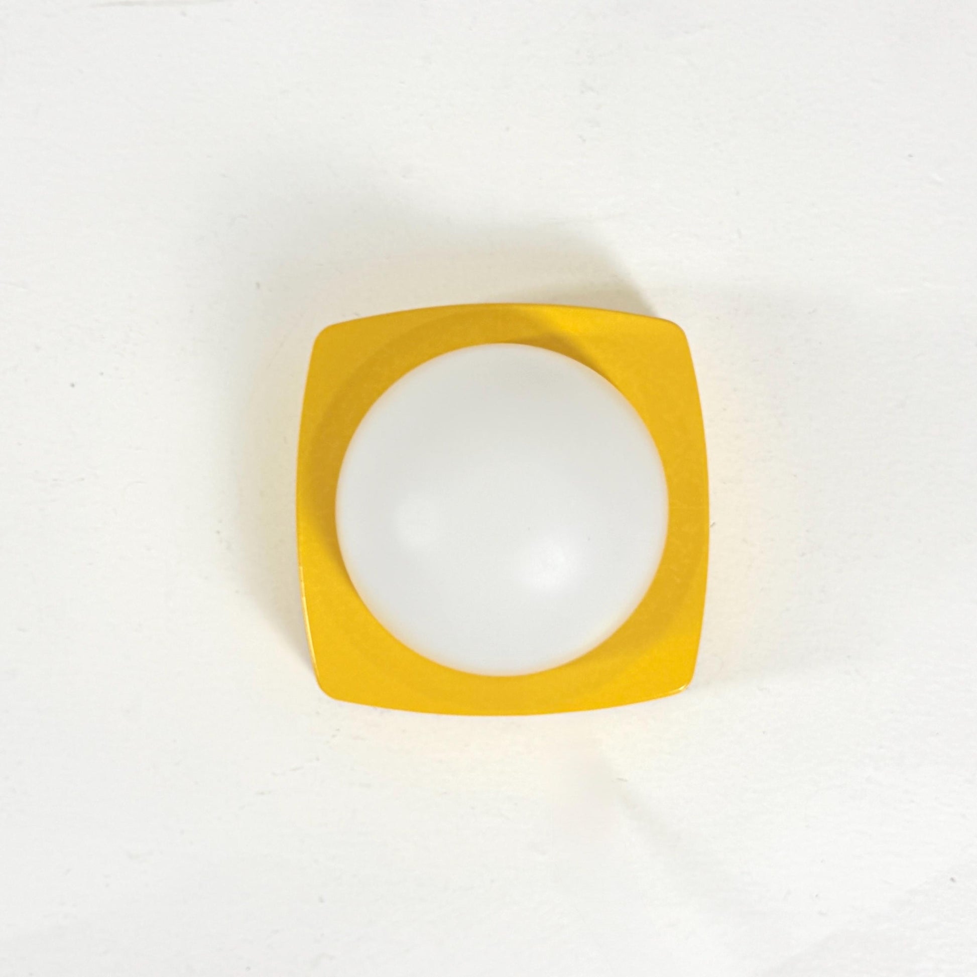 Mid Century Spaceage Herda Amsterdam Yellow Milk Glass Wall - Ceiling Light, 1970s
