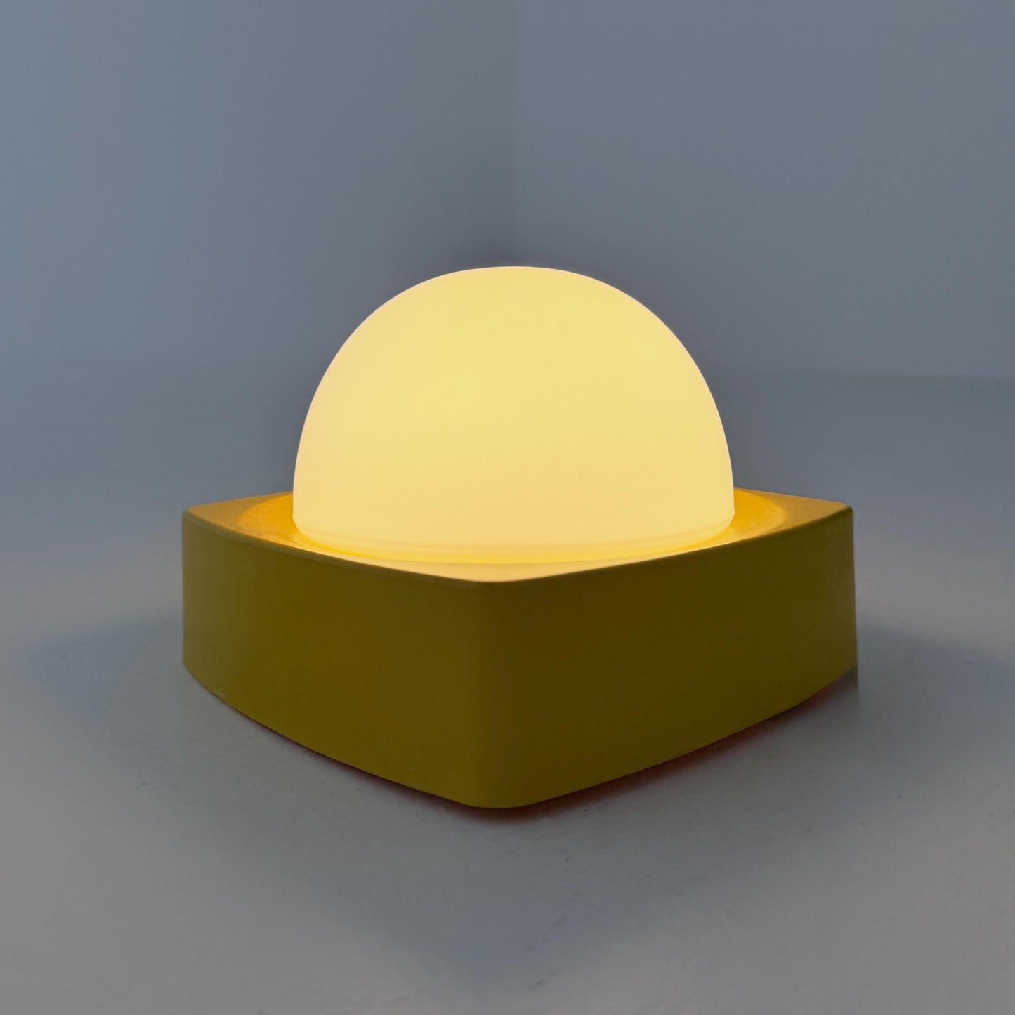 Mid Century Spaceage Herda Amsterdam Yellow Milk Glass Wall - Ceiling Light, 1970s