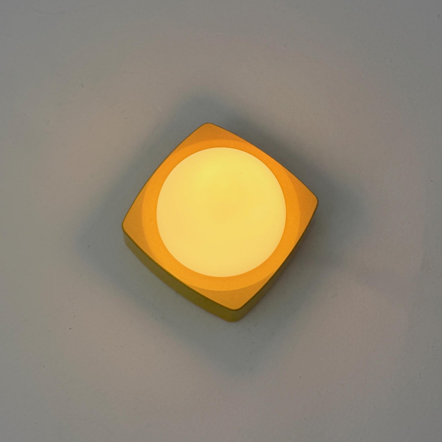 Mid Century Spaceage Herda Amsterdam Yellow Milk Glass Wall - Ceiling Light, 1970s