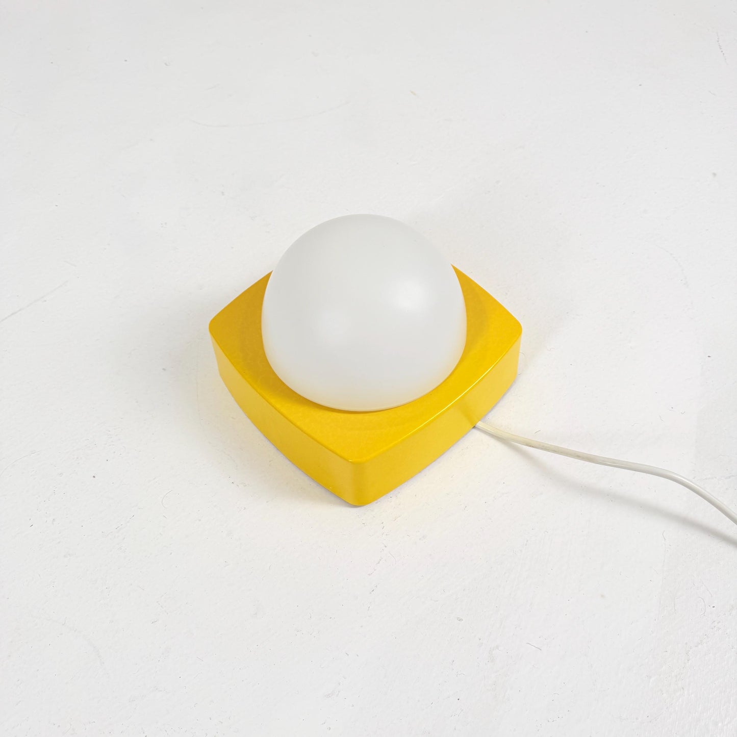 Mid Century Spaceage Herda Amsterdam Yellow Milk Glass Wall - Ceiling Light, 1970s