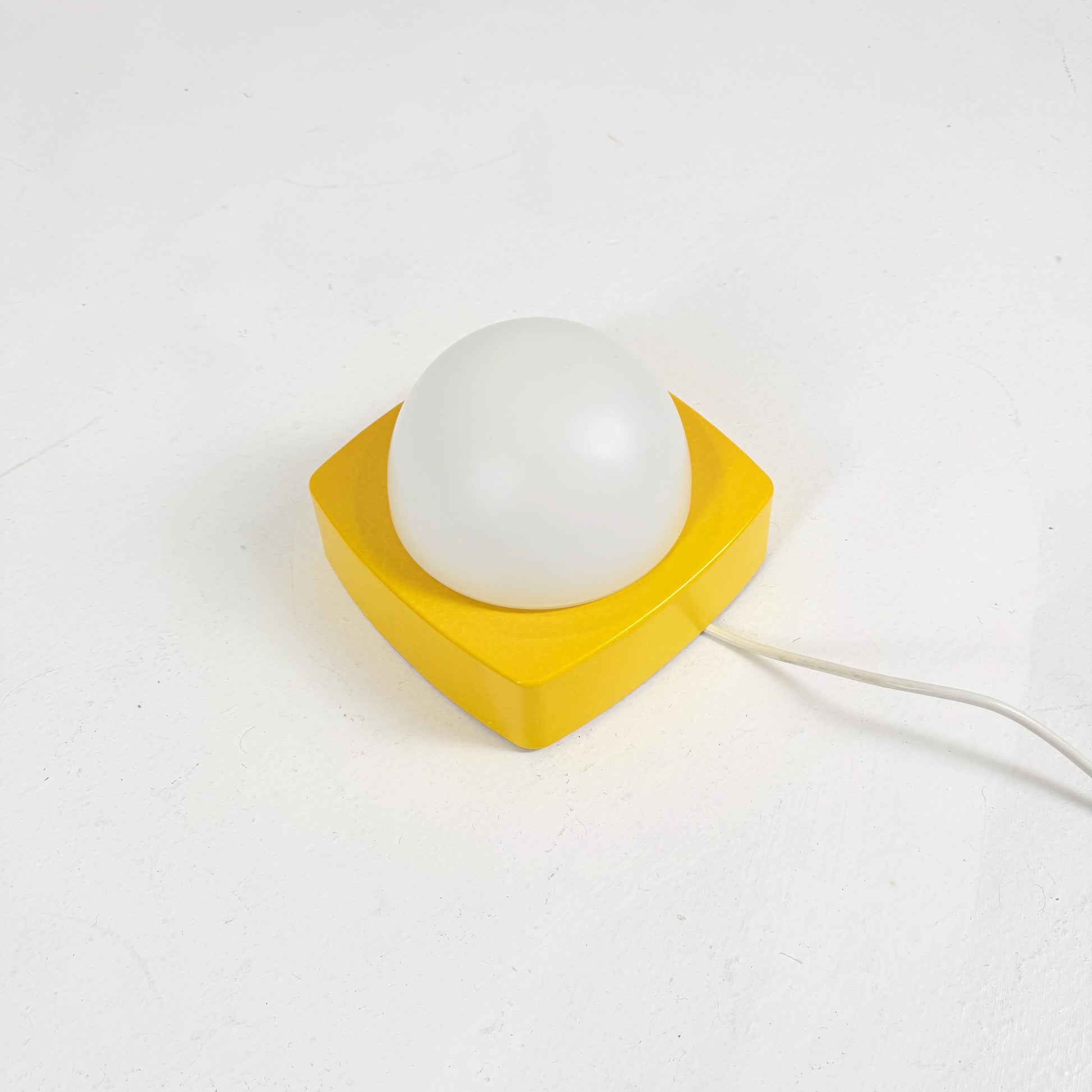 Mid Century Spaceage Herda Amsterdam Yellow Milk Glass Wall - Ceiling Light, 1970s