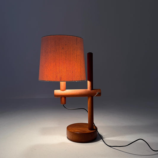 Mid Century Teak Table Lamp – Temde Adjustable Height Lamp – Scandinavian Vintage 1960s