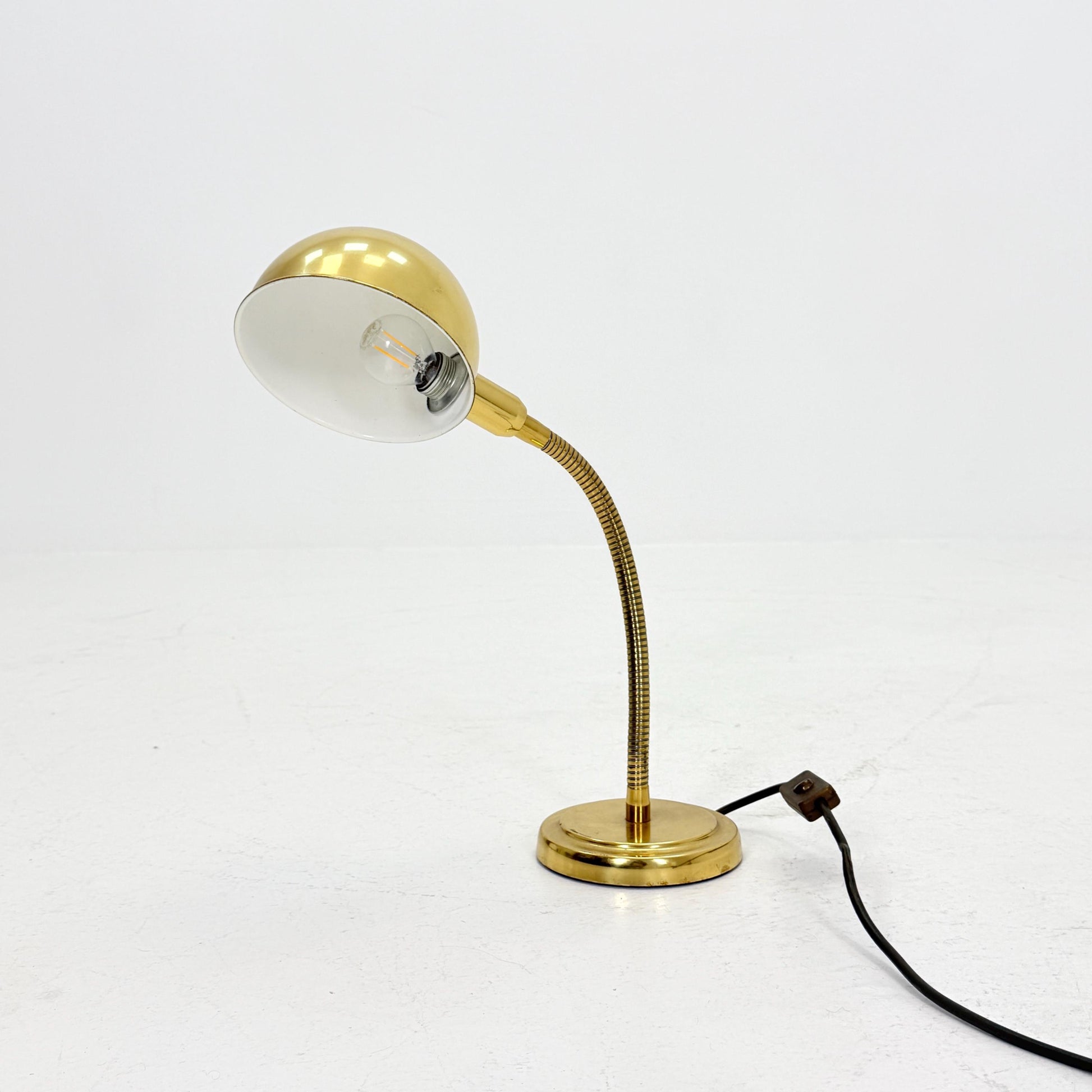 Mid centuryHala Zeist Desk Lamp by H. Busquet | Bronzed Brass Gooseneck Lamp | Industrial Table Lamp | 1960s Dutch