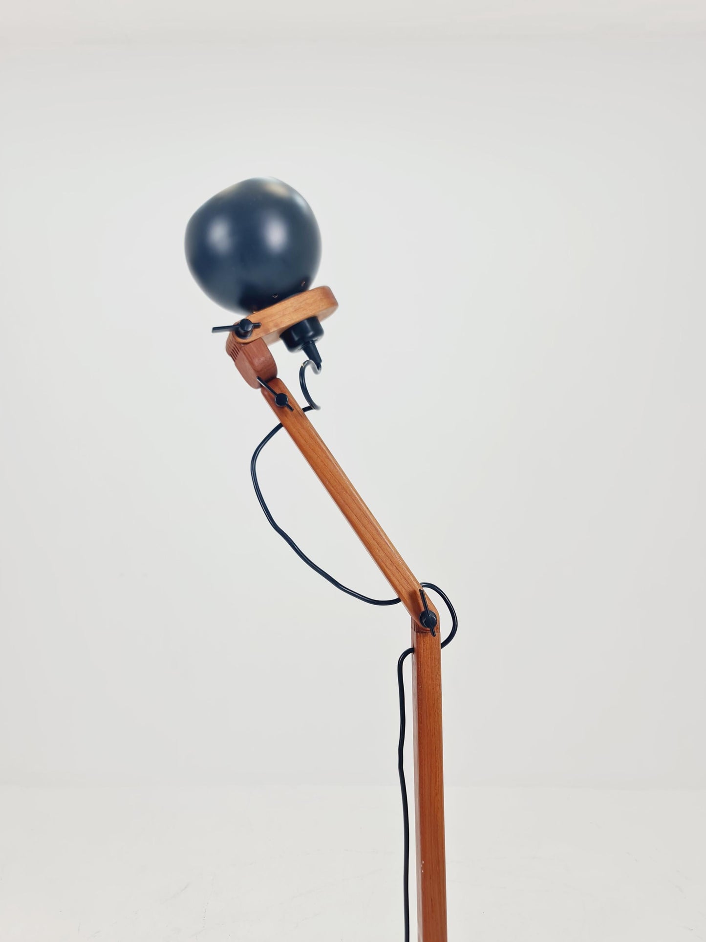 Mid Century Solid Teak Articulated Floor Lamp by Domus Denmark 1970s