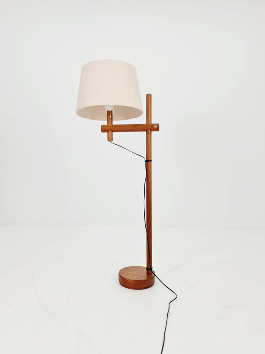 Mid Century Teak Floor Lamp – Temde Adjustable Height Lamp – Scandinavian Vintage 1960s