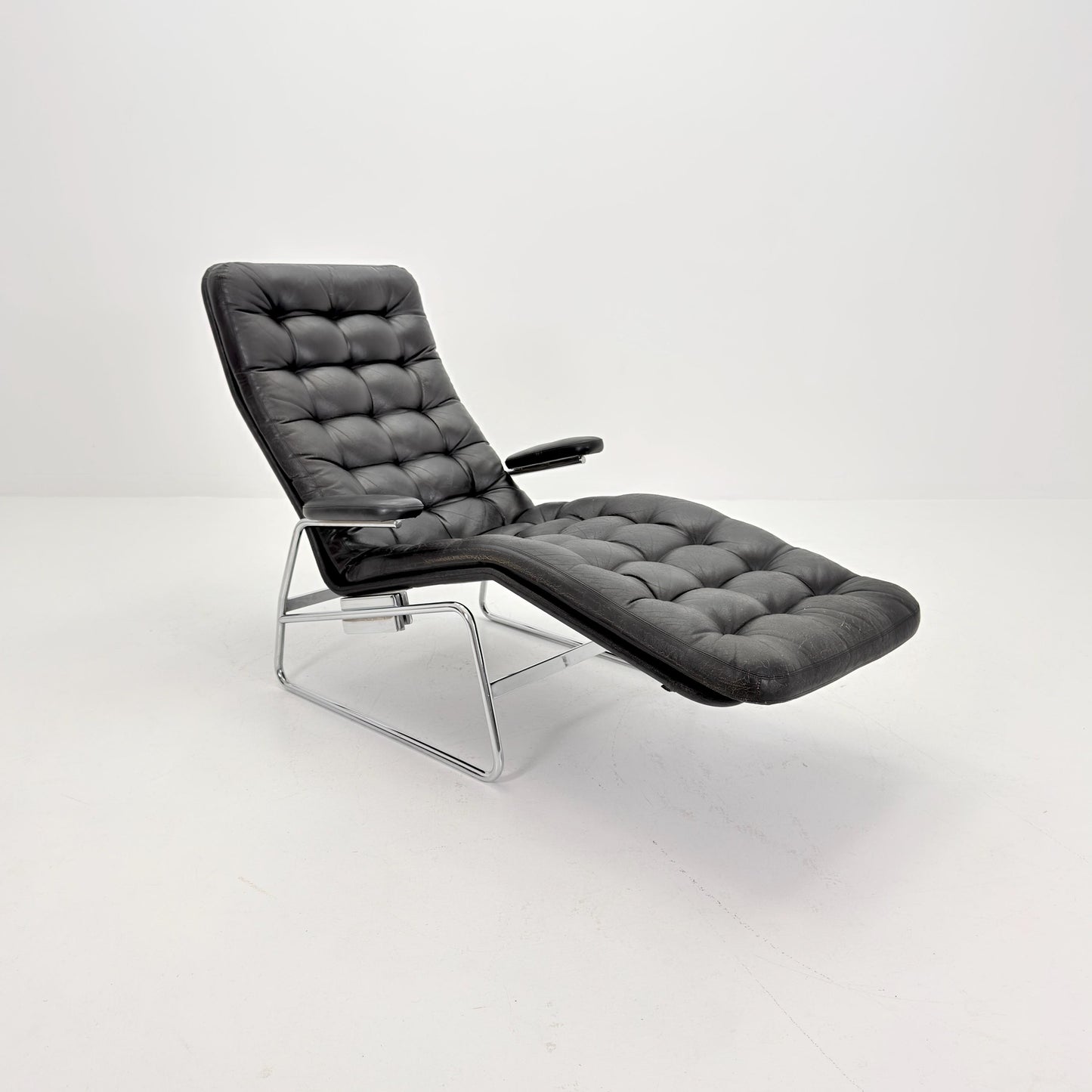 Rare Mid Century Fenix easy leather chair for DUX by Sam Larsson 1970s Sweden