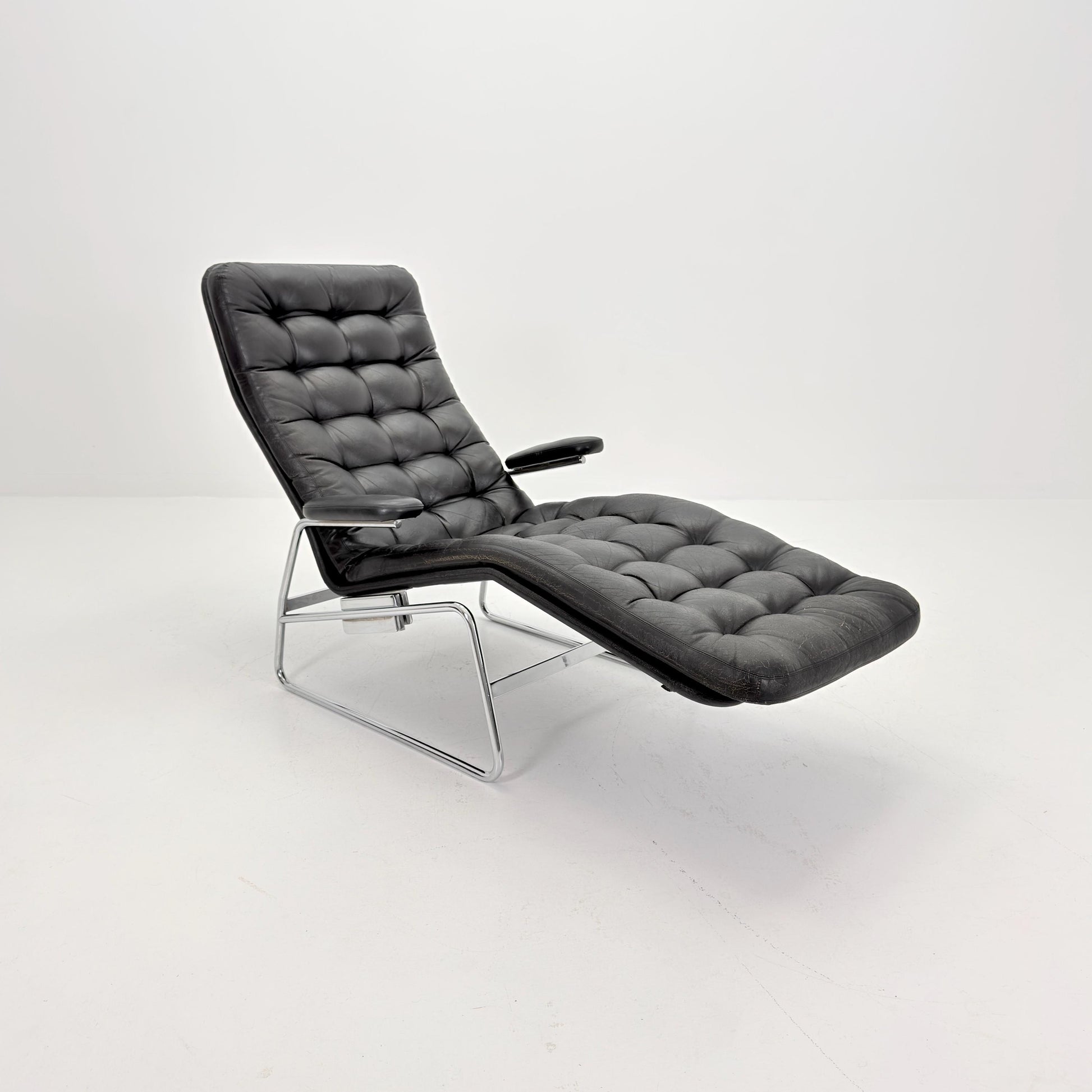 Rare Mid Century Fenix easy leather chair for DUX by Sam Larsson 1970s Sweden