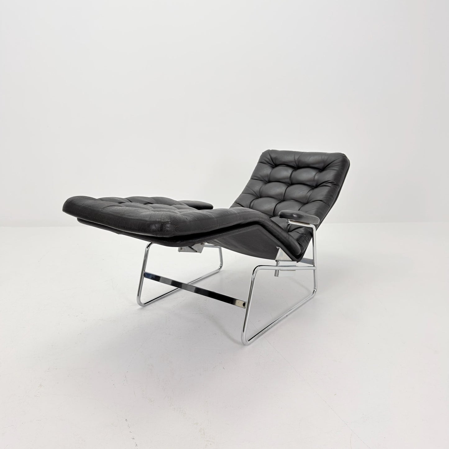 Rare Mid Century Fenix easy leather chair for DUX by Sam Larsson 1970s Sweden