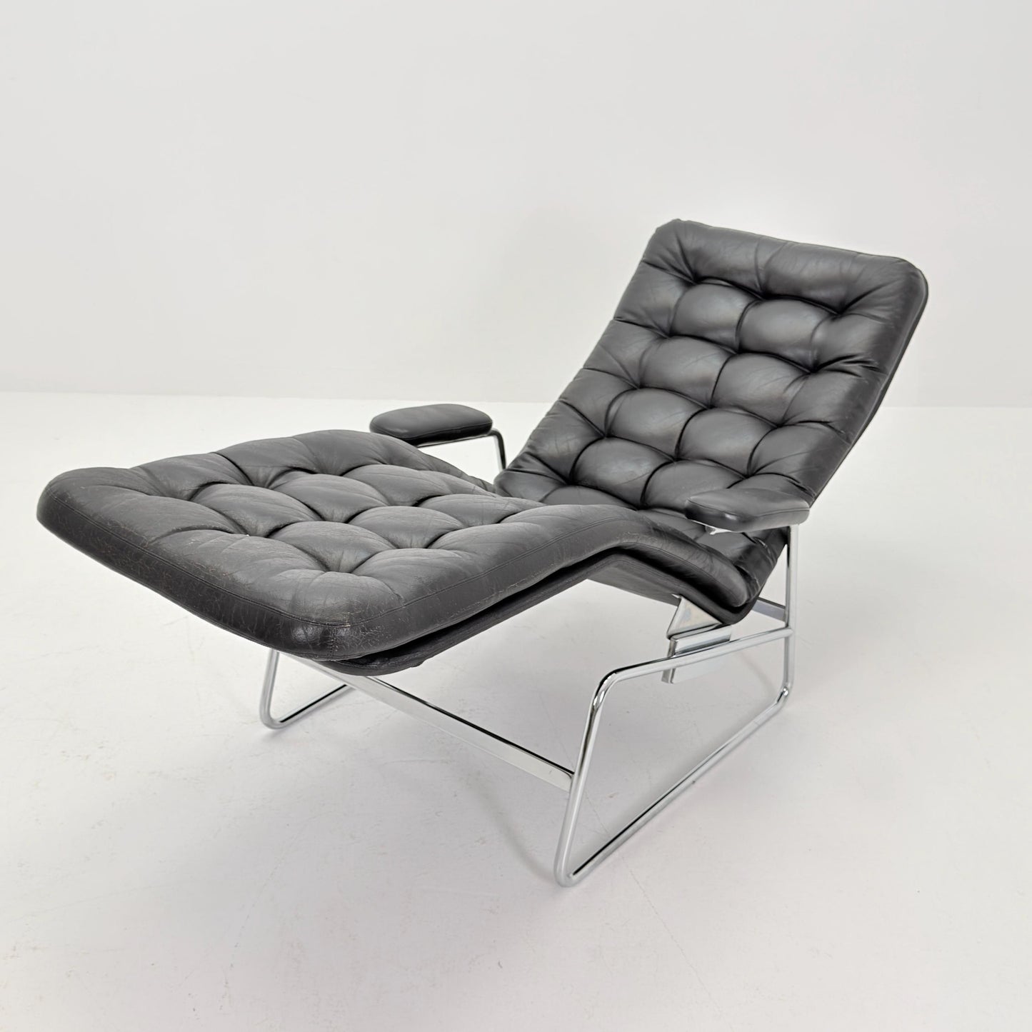 Rare Mid Century Fenix easy leather chair for DUX by Sam Larsson 1970s Sweden