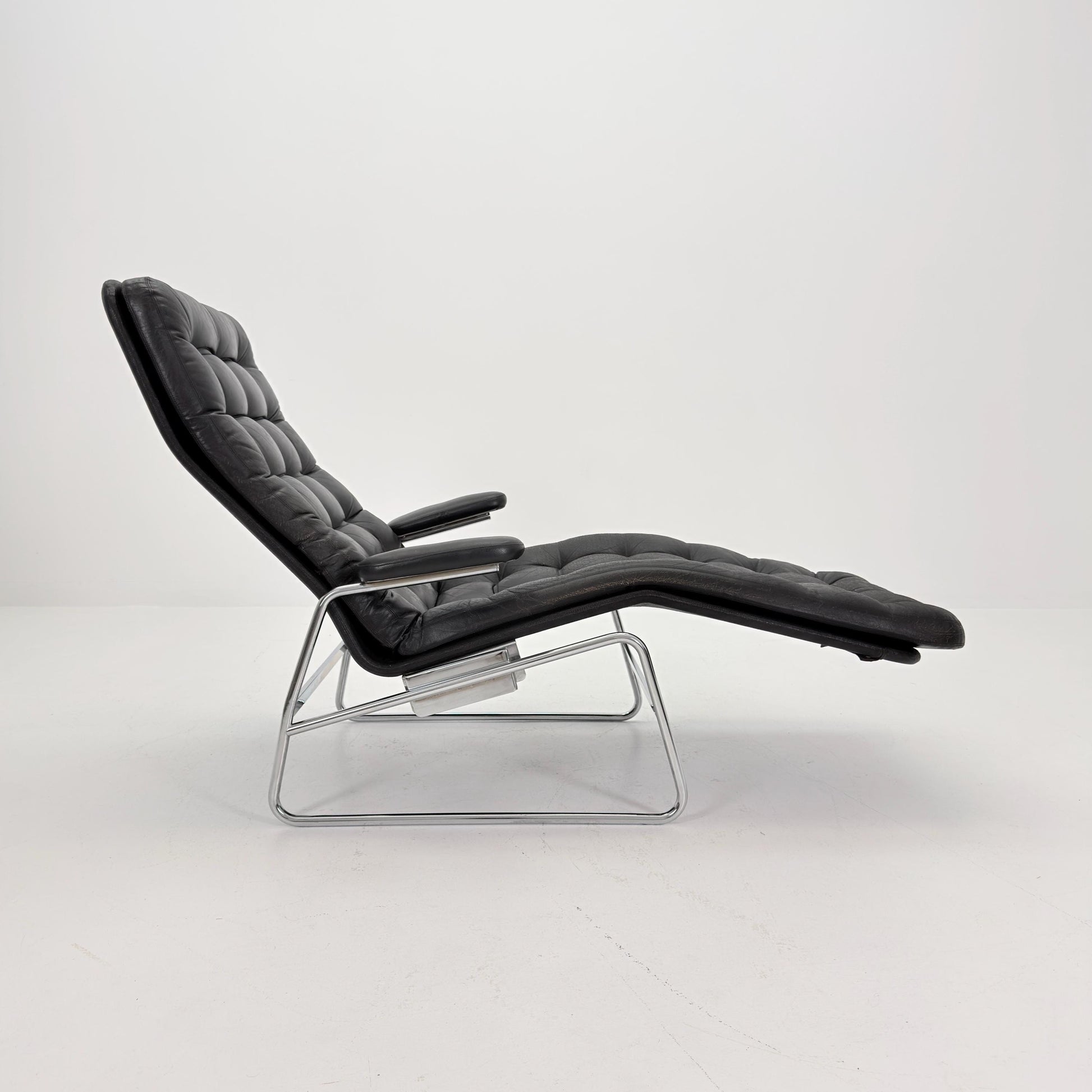Rare Mid Century Fenix easy leather chair for DUX by Sam Larsson 1970s Sweden