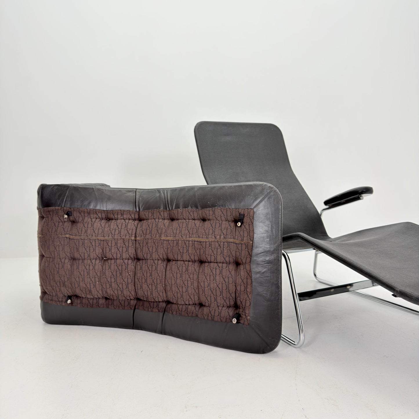 Rare Mid Century Fenix easy leather chair for DUX by Sam Larsson 1970s Sweden