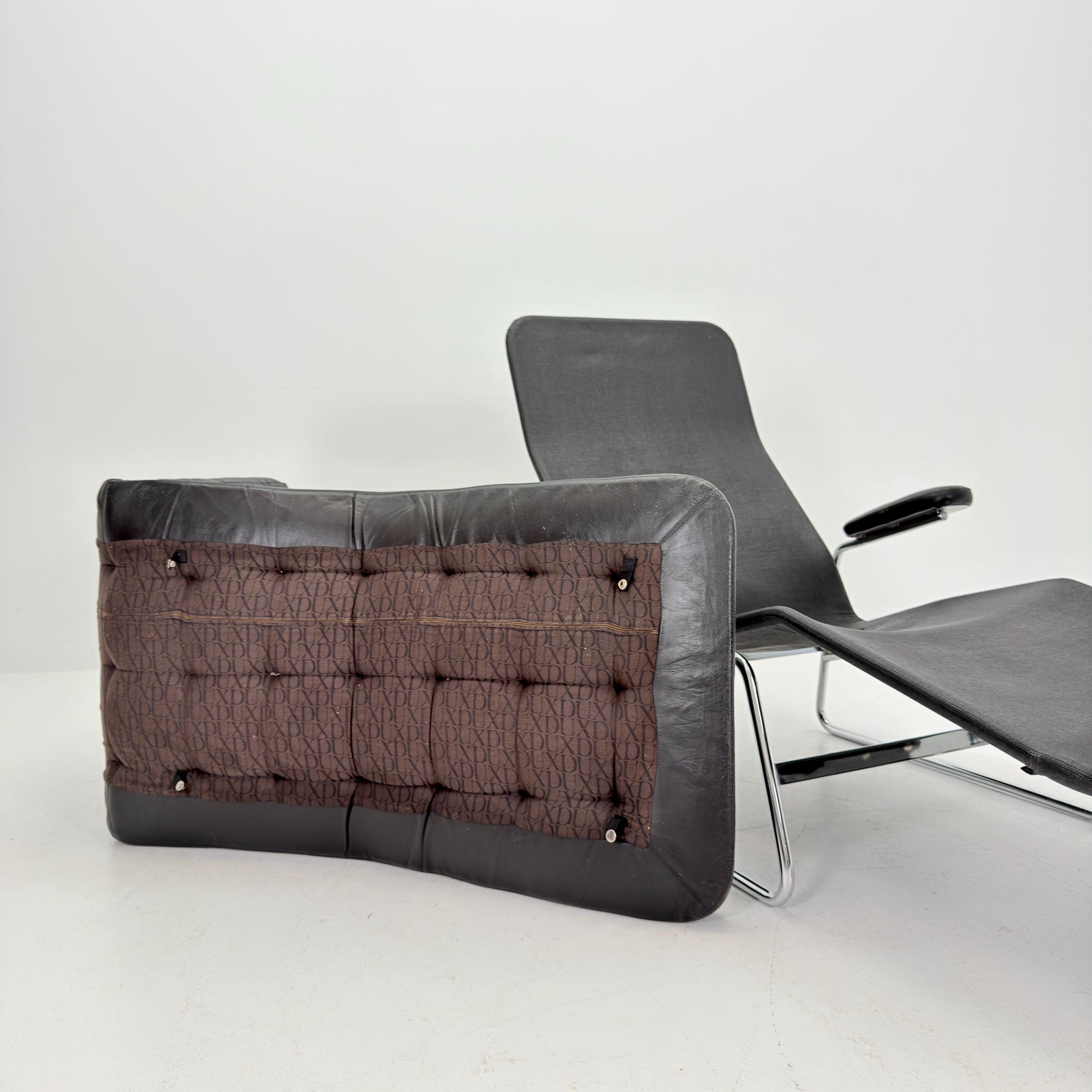 Rare Mid Century Fenix easy leather chair for DUX by Sam Larsson 1970s Sweden
