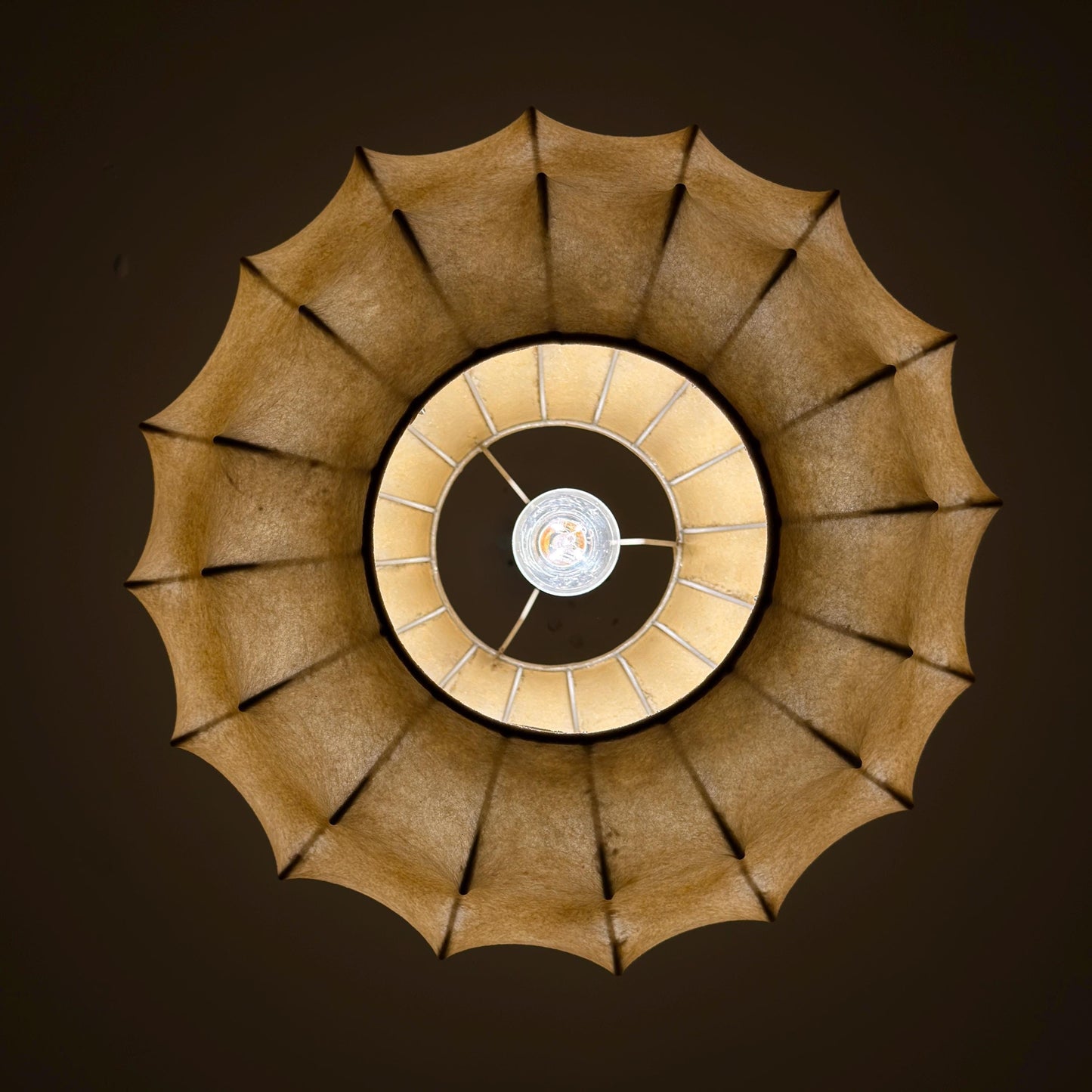 Mid-Century Modern Cocoon Pendant Light, rare Shape by Achille Castiglioni – 1960s Italy