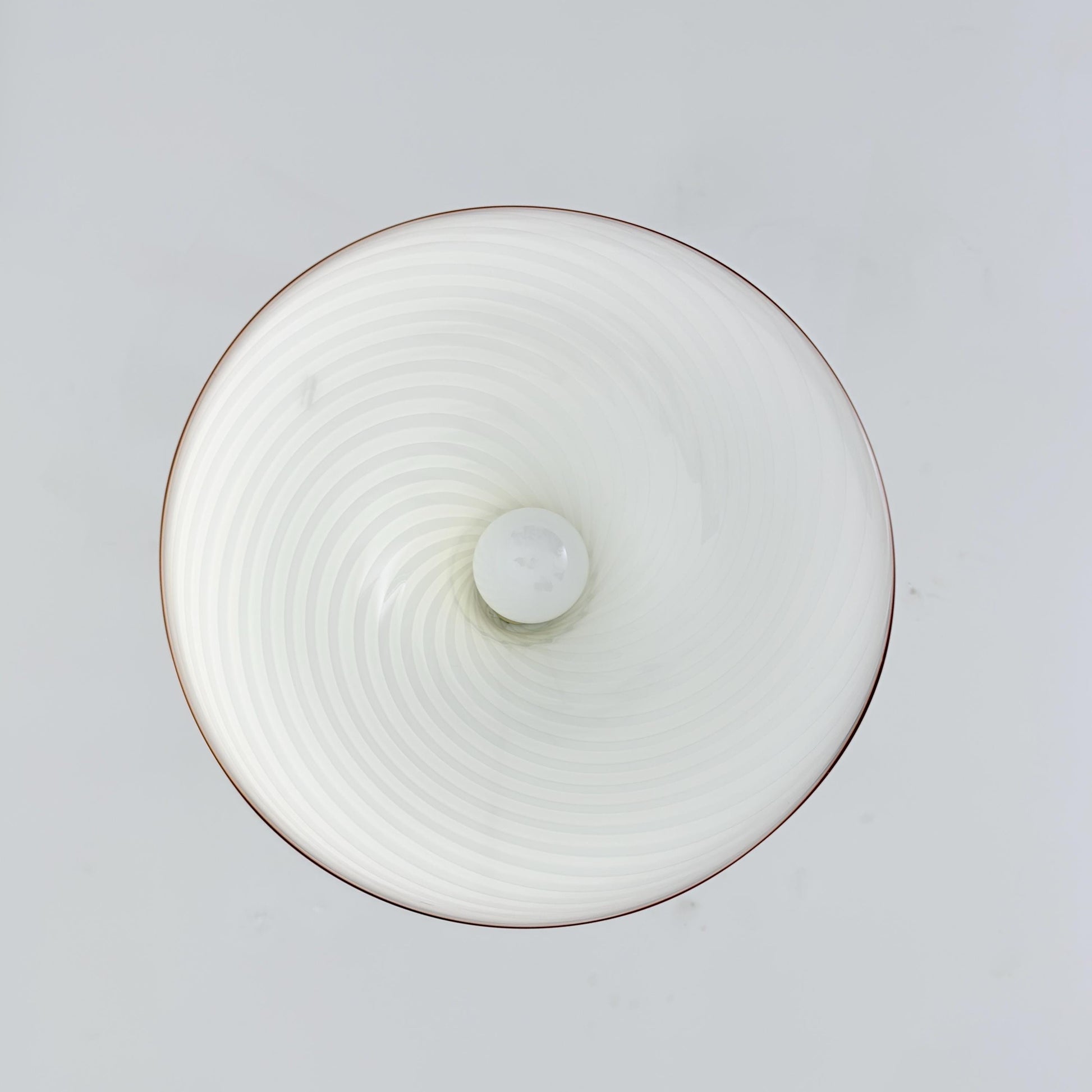 Mid century Large Murano Glass Swirl Pendant Lamp Italy 1980s | White Glass Ceiling Light | Hand Blown Italian Murano