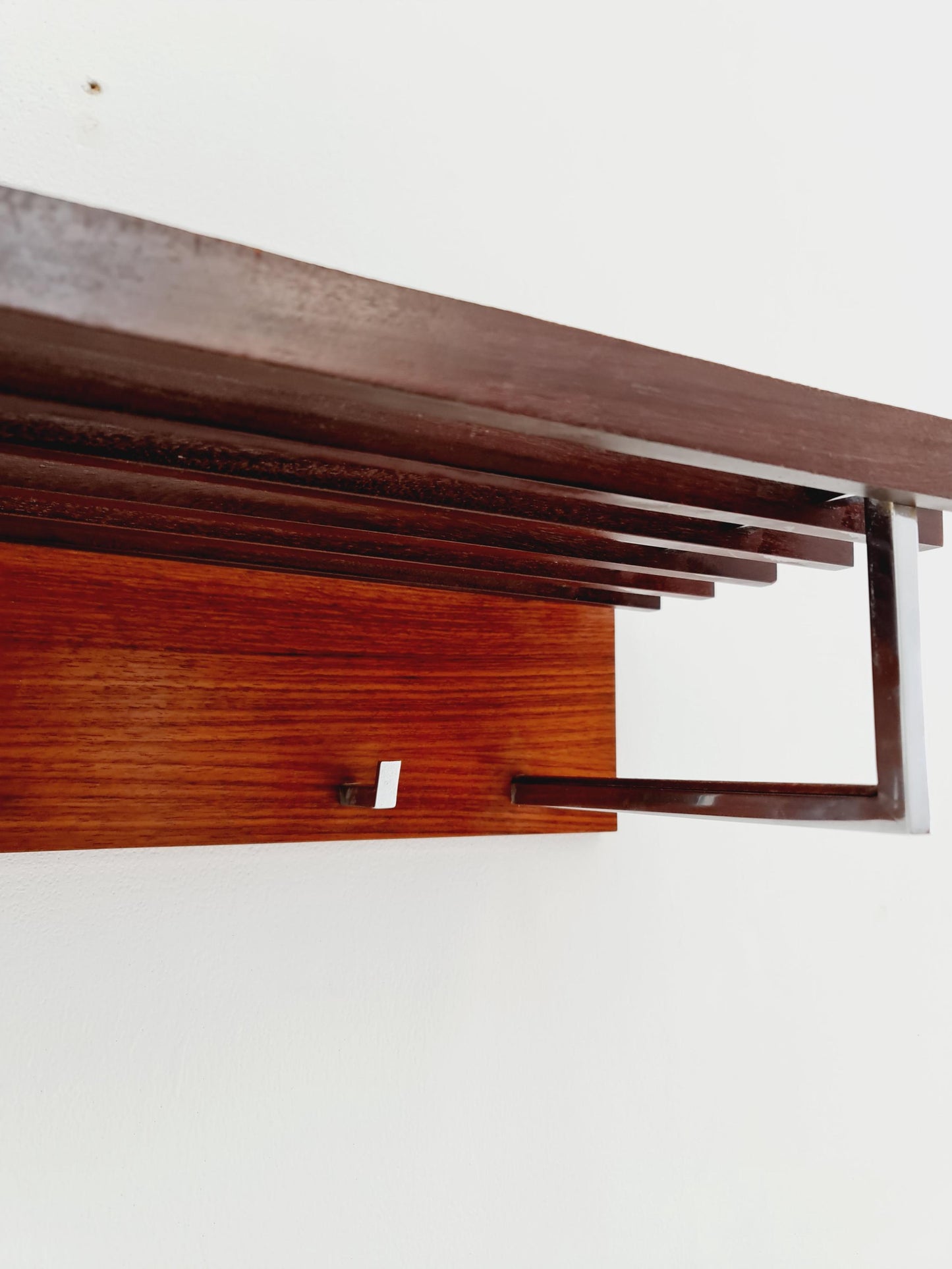 Mid century German Wardarobe , teak wall coat rack 1960s